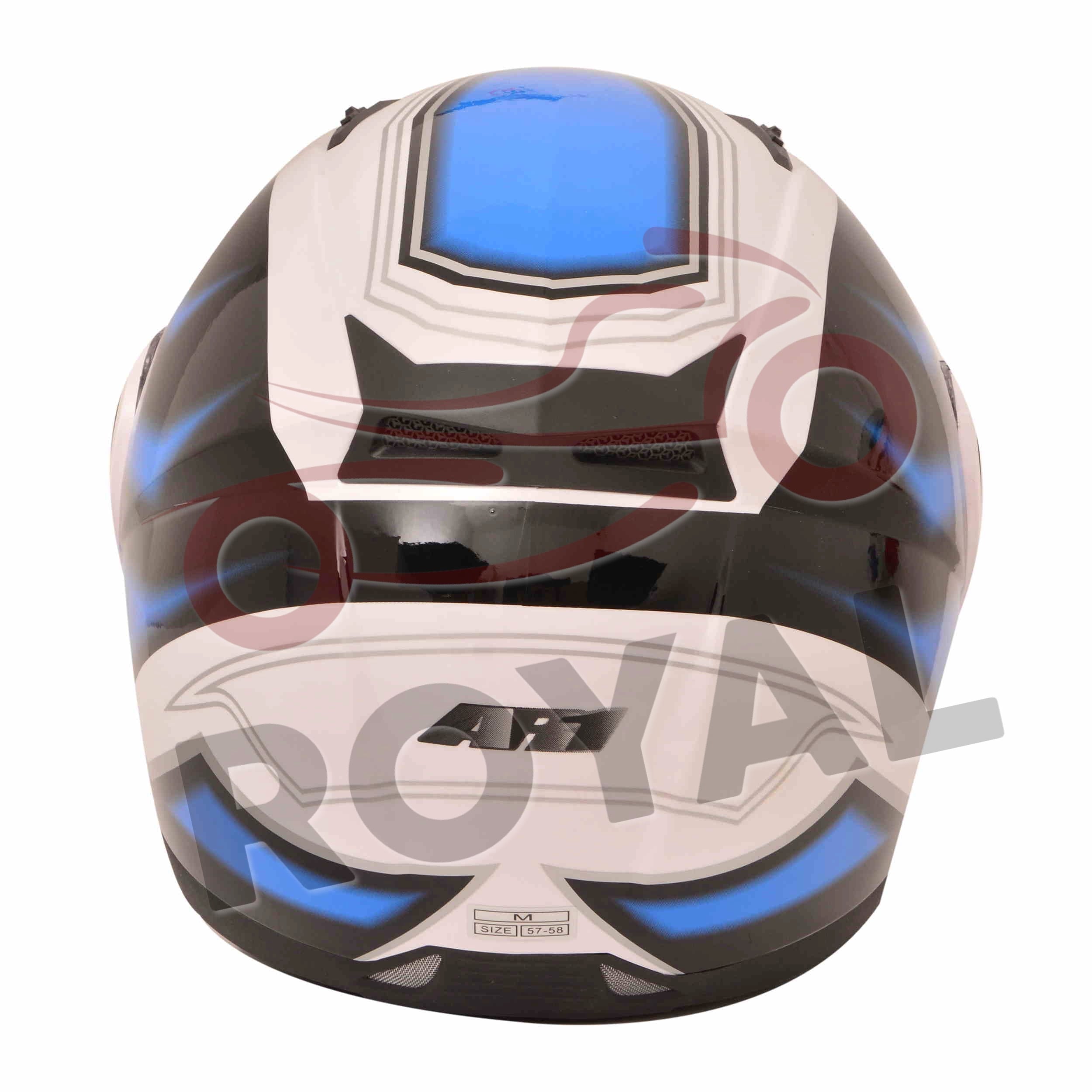 KasklarAR1 / RR-346 ÇENE AÇILIR VİZÖRLÜ KASK  [DESENLİ BEYAZ - MAVİ]  [KARIŞIK BEDEN]
