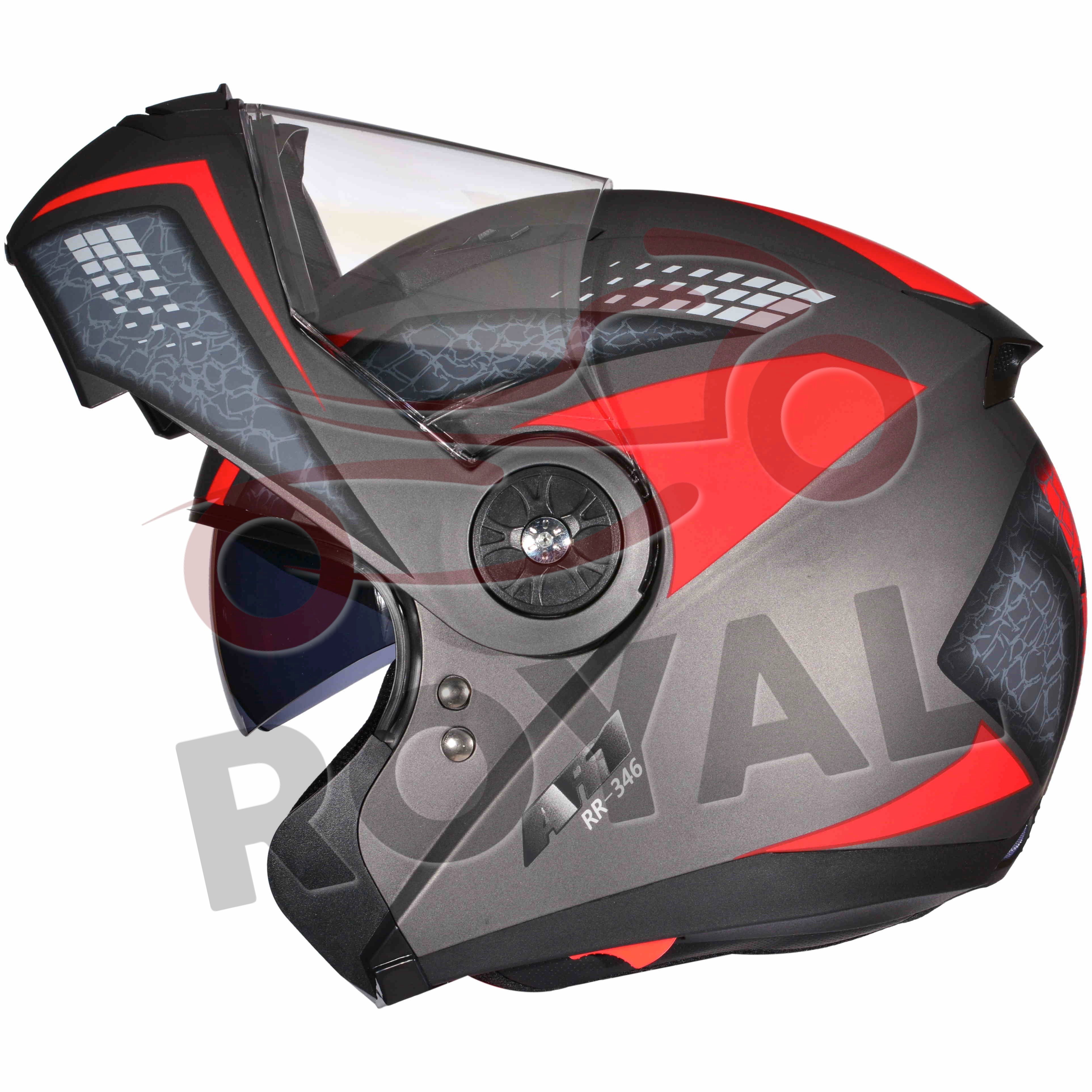 KasklarAR1 / RR-346 ÇENE AÇILIR VİZÖRLÜ KASK  [DESENLİ TİTANYUM GRİ]  [KARIŞIK BEDEN]