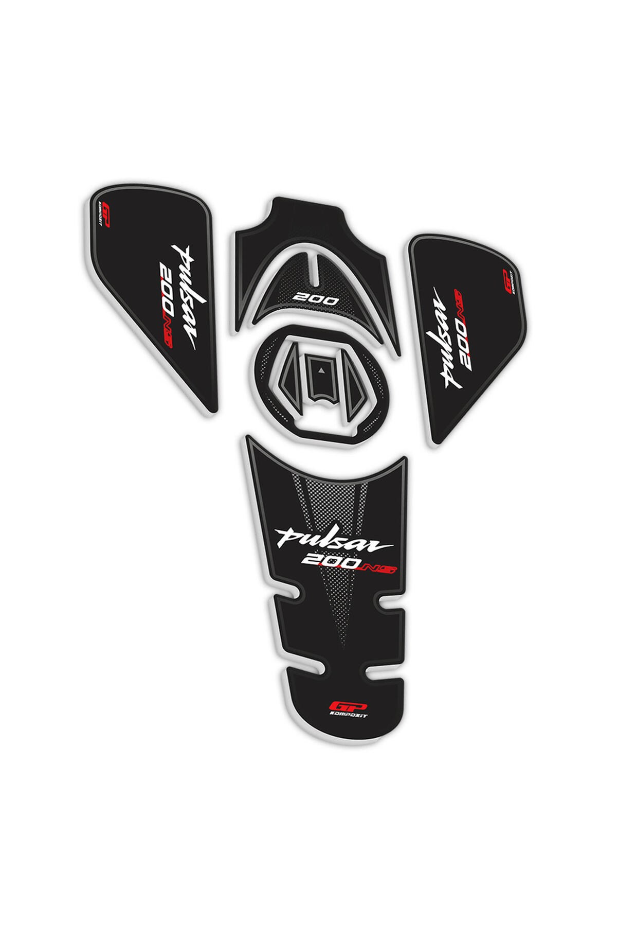 Tankpad & StickerBajaj Pulsar Ns 200 2011-2022 Tank Pad Seti Siyah-kırmızı