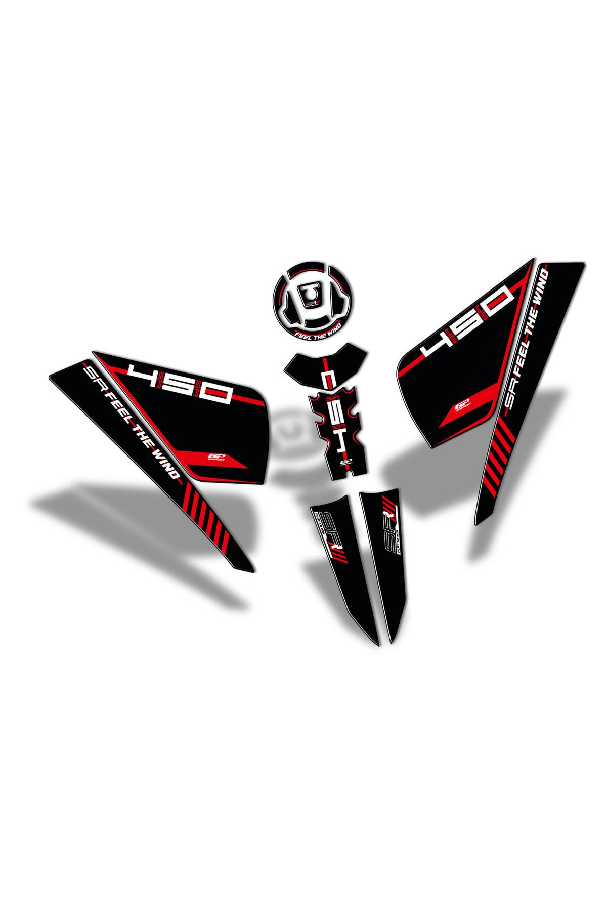Tankpad & StickerGP Kompozit CF Moto 450 SR 2023-2024 Uyumlu Tank Pad Seti Kırmızı