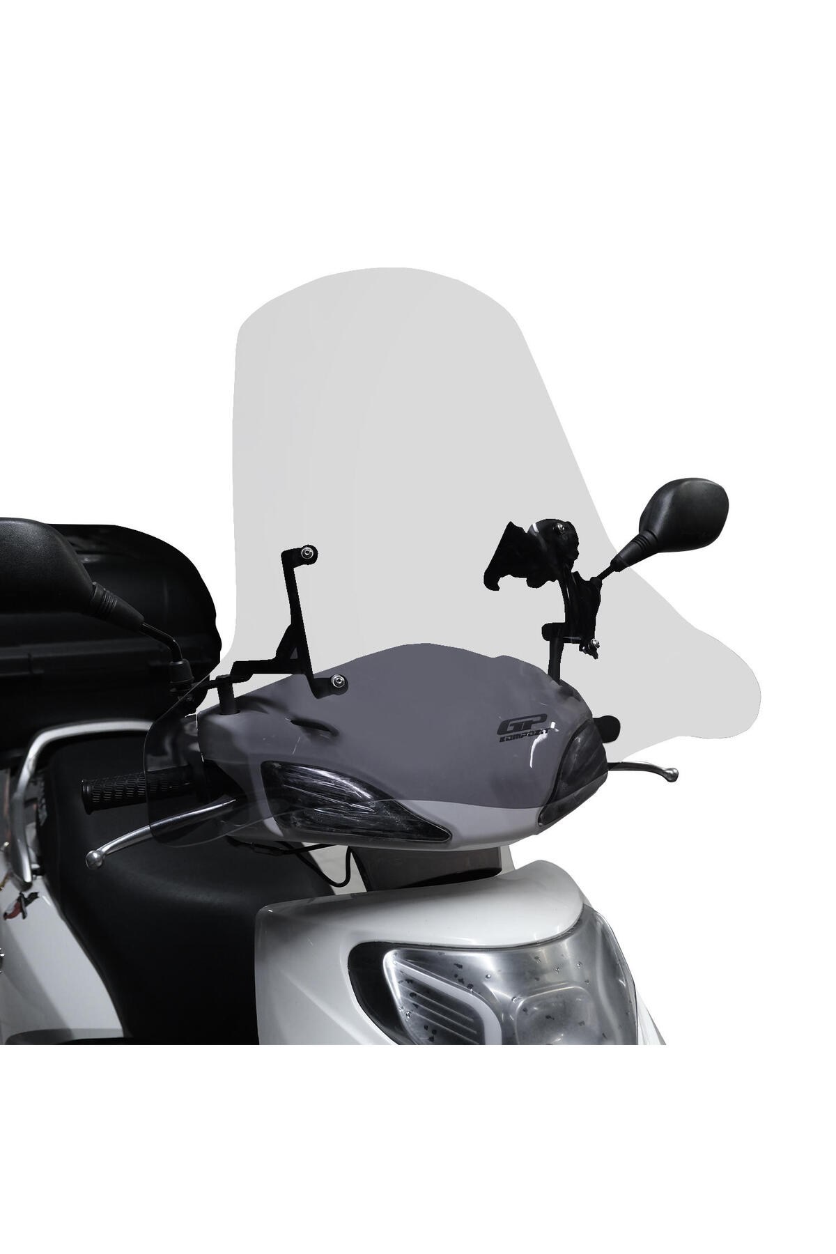 Motosiklet Ön Cam SiperlikGP Kompozit Scooter Universal Elcikli Ön Cam Şeffaf 59 cm