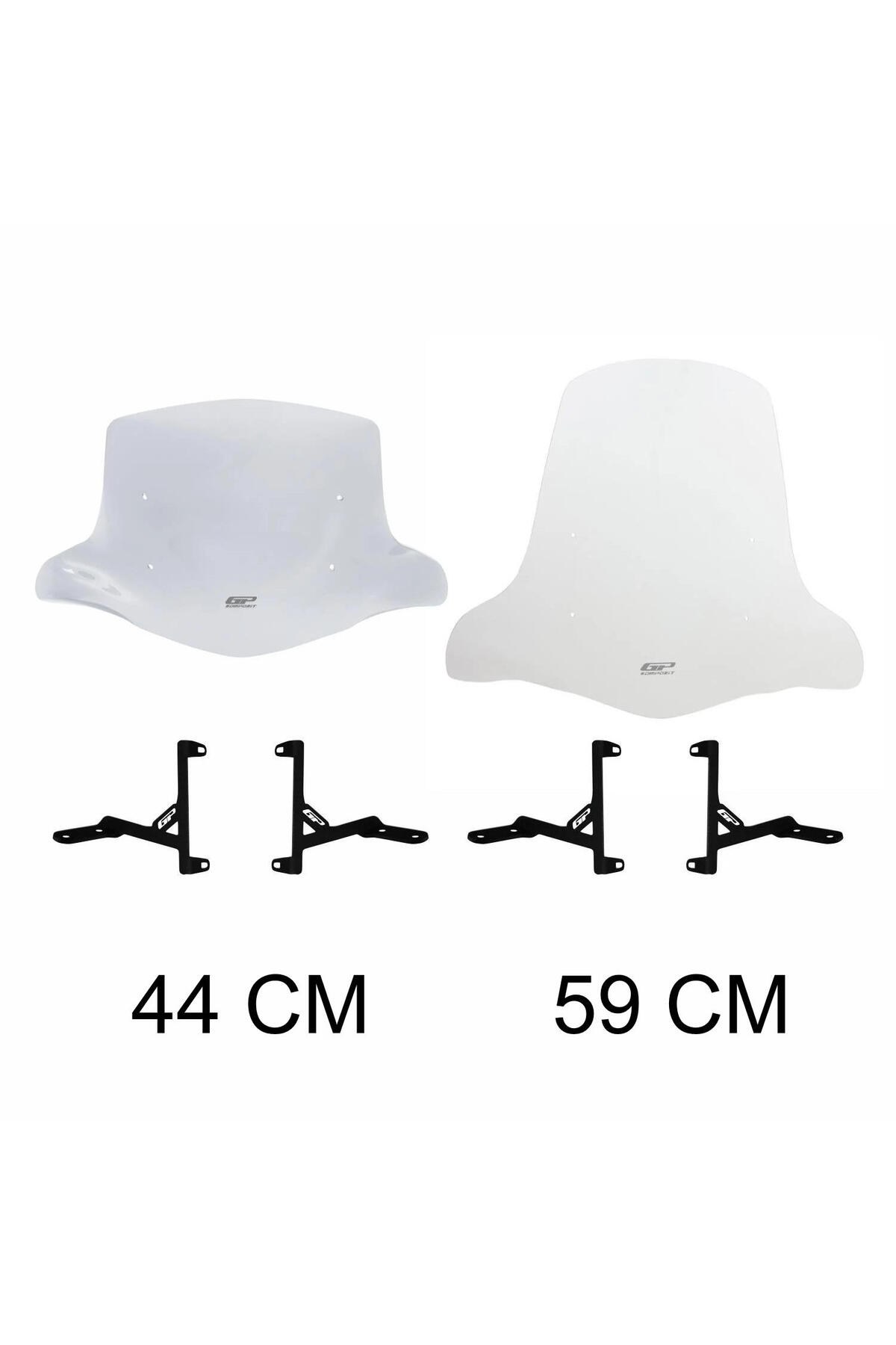 Motosiklet Ön Cam SiperlikGP Kompozit Scooter Universal Elcikli Ön Cam Şeffaf 59 cm