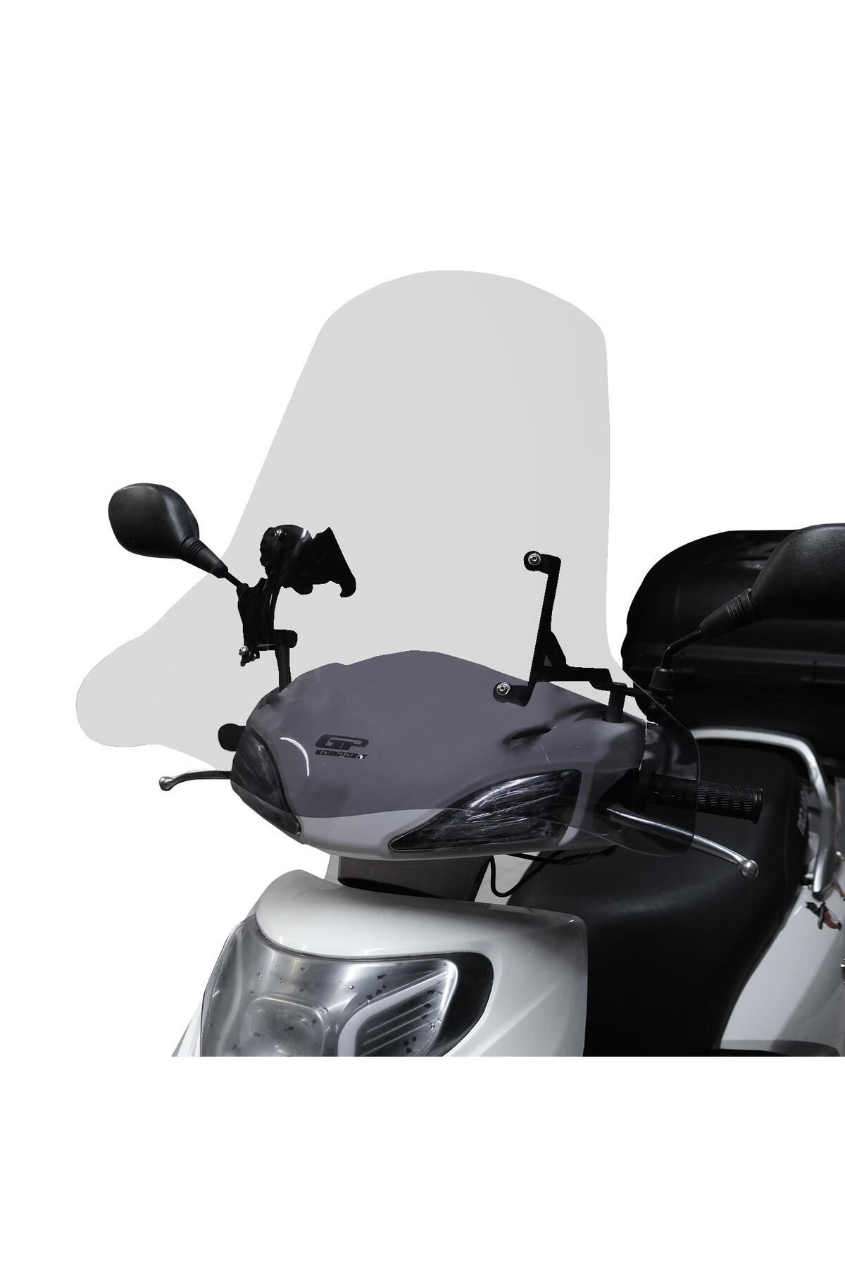 Motosiklet Ön Cam SiperlikGP Kompozit Scooter Universal Elcikli Ön Cam Şeffaf 59 cm