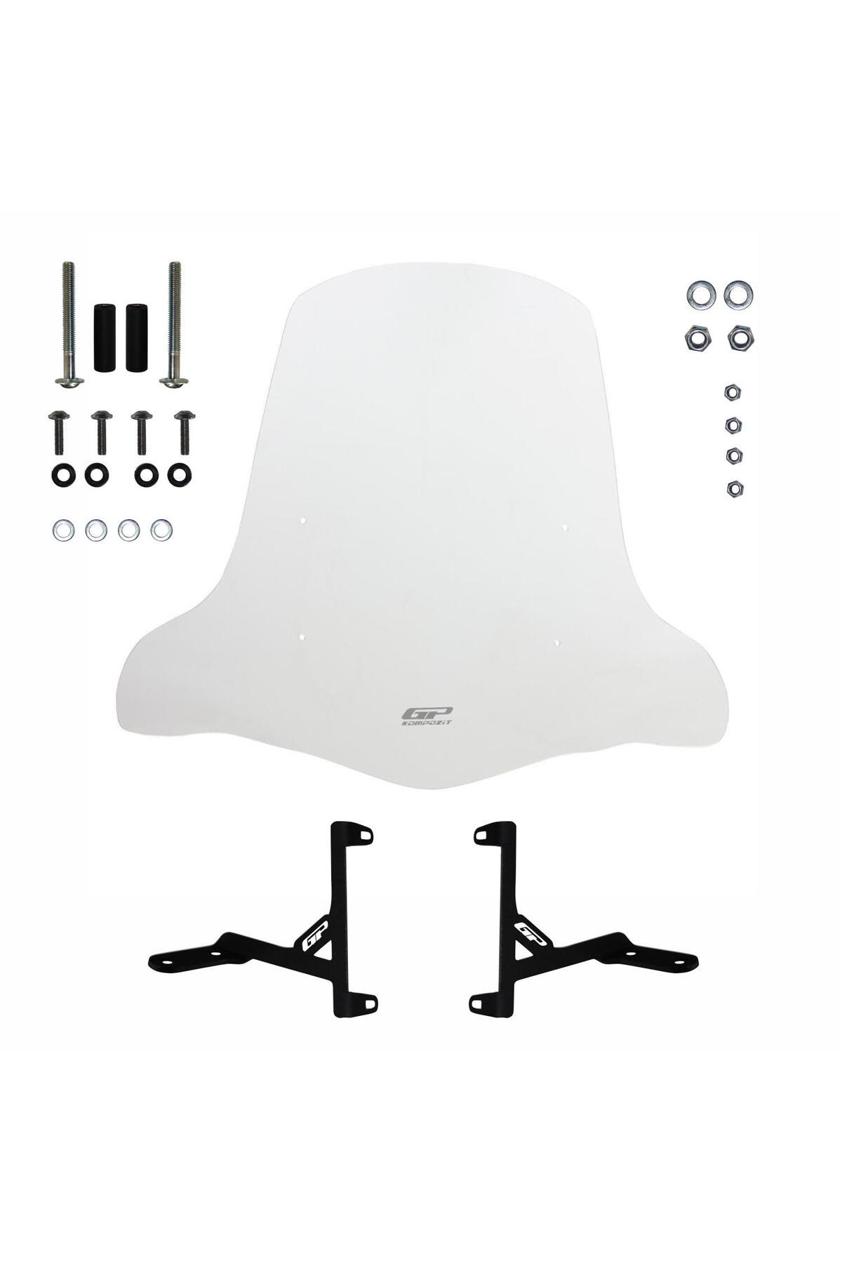 Motosiklet Ön Cam SiperlikGP Kompozit Scooter Universal Elcikli Ön Cam Şeffaf 59 cm