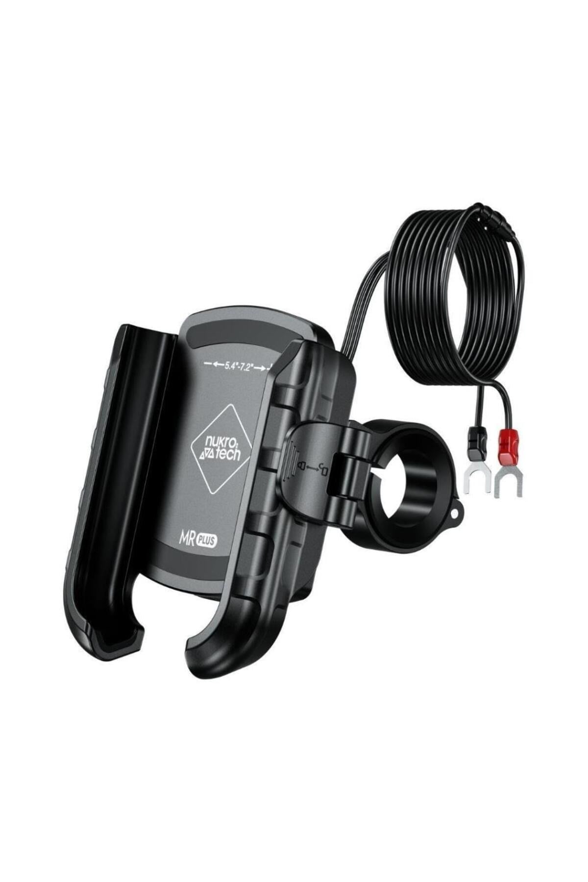 Motosiklet Teçhizat TutucuMR PLUS USB-C Şarjlı Klipsli Motosiklet Telefon Tutucu