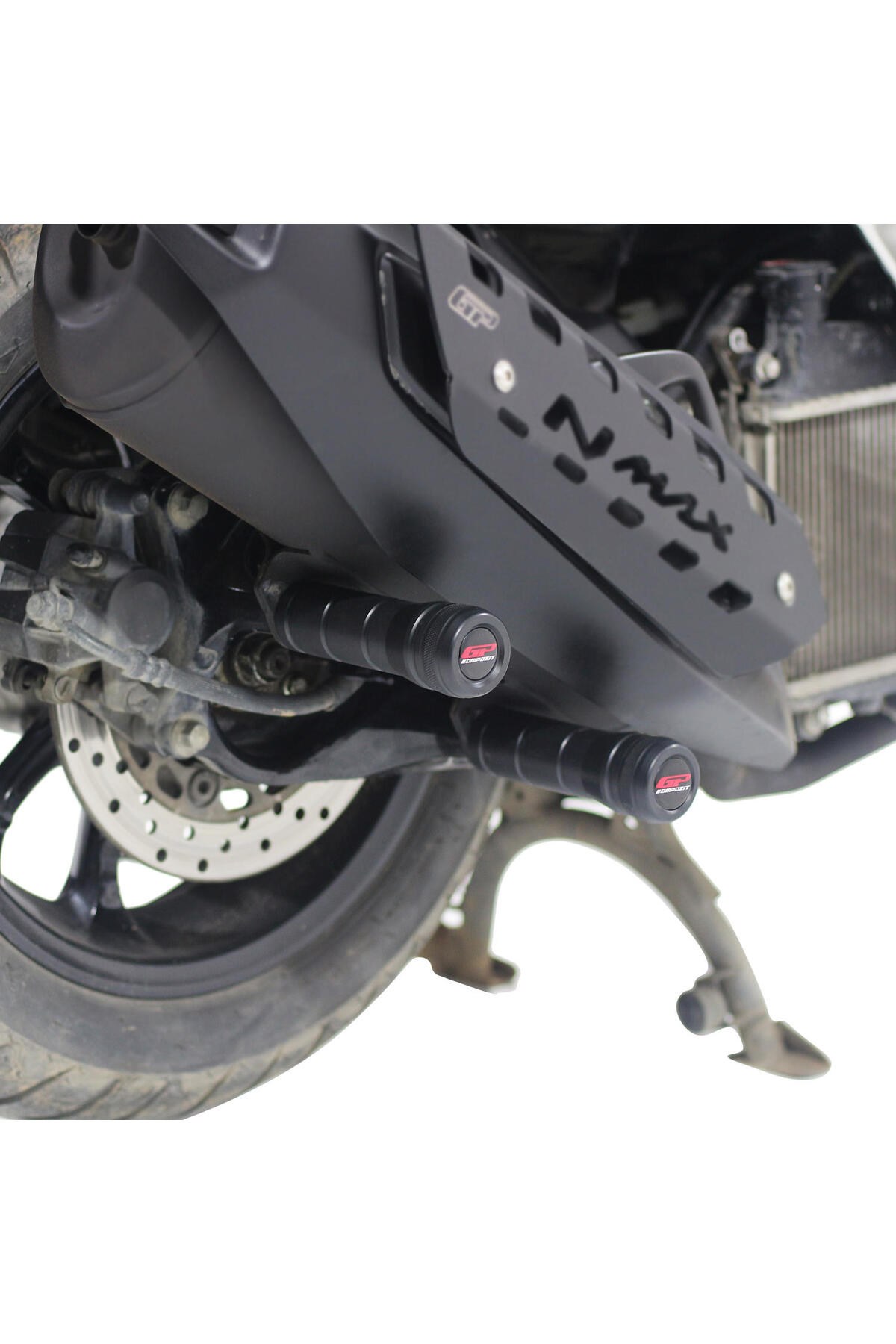 Motosiklet TakozuYamaha NMAX 125 / 155 2015-2025 Uyumlu Egzoz Koruma Takozu Siyah