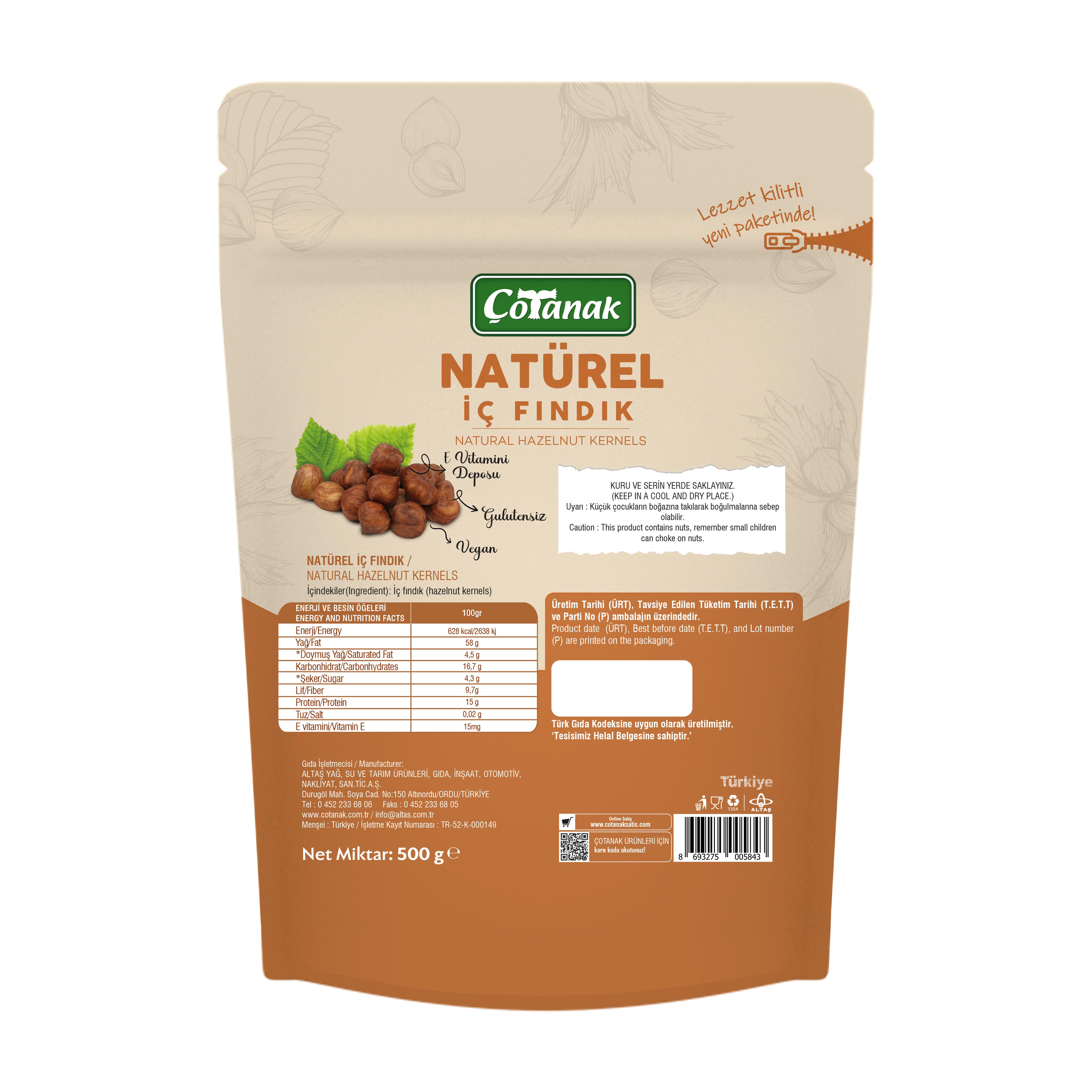Çotanak 500 Gr Naturel İç Fındık