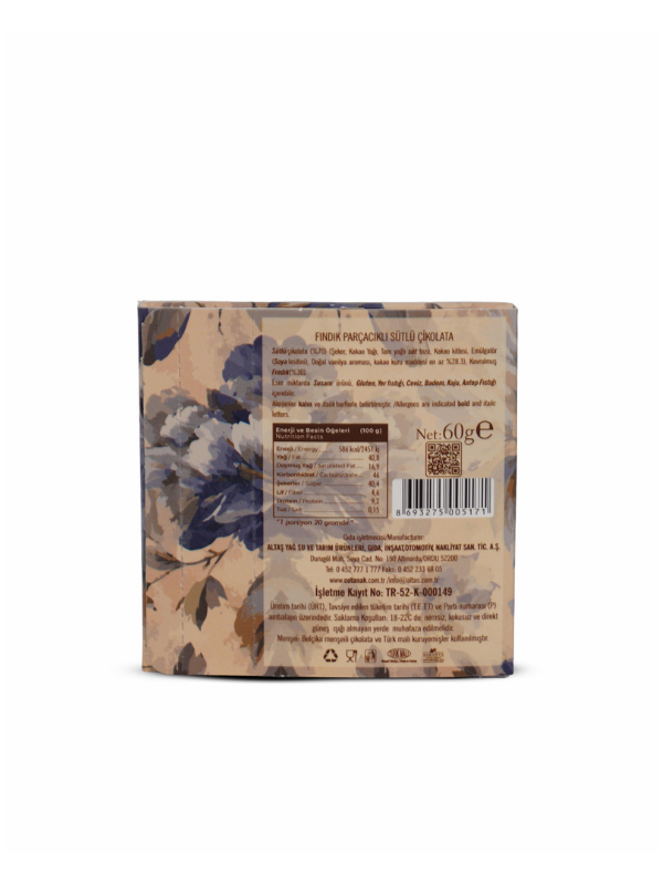 Çotanak Fındık Parçacıklı Sütlü Tablet Çikolata 60 Gr