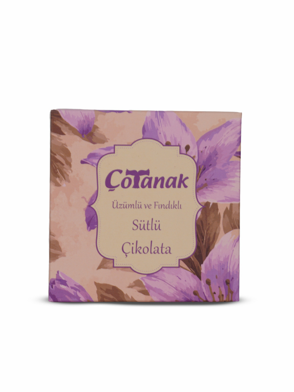 Çotanak Üzümlü ve Fındıklı Sütlü Tablet Çikolata 60 Gr