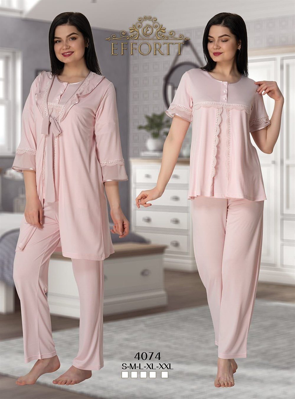 4074 PİJAMA SABAHLIK LOHUSA SET PAMUK