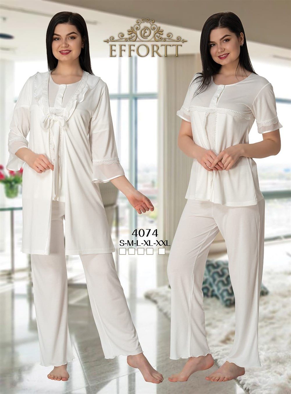 4074 PİJAMA SABAHLIK LOHUSA SET PAMUK