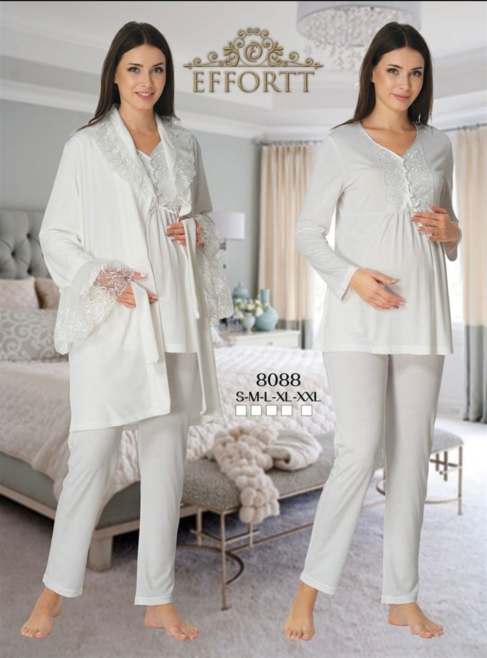 8088 Effortt Lohusa Pijama ve Sabahlık- 8088