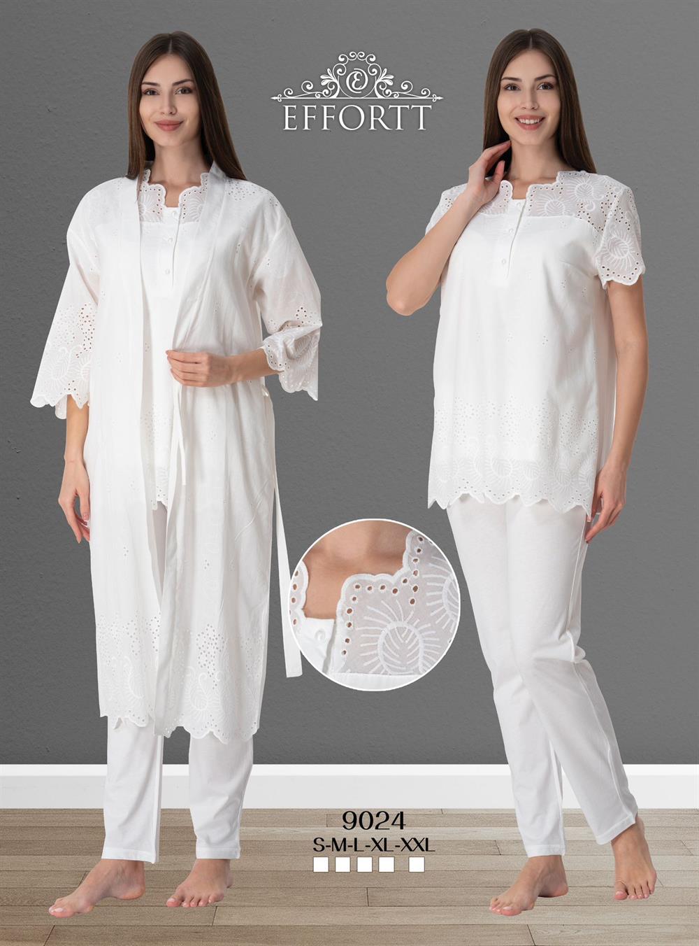 9024 Effort Pamuk lohusa pijama sabahlık takımı