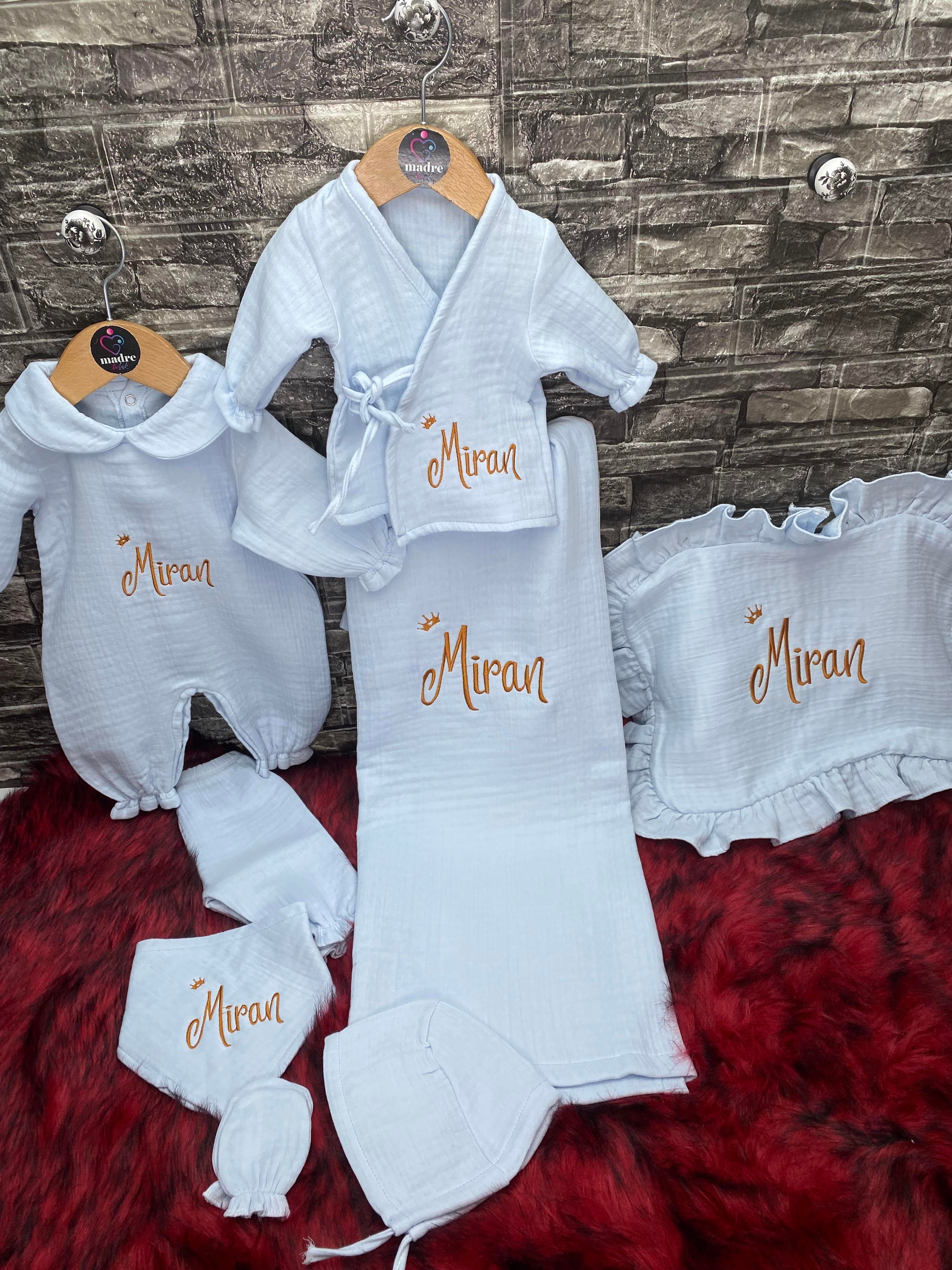 Müslin hastane çıkışı pamuk yumuşacık isme özel bebek seti