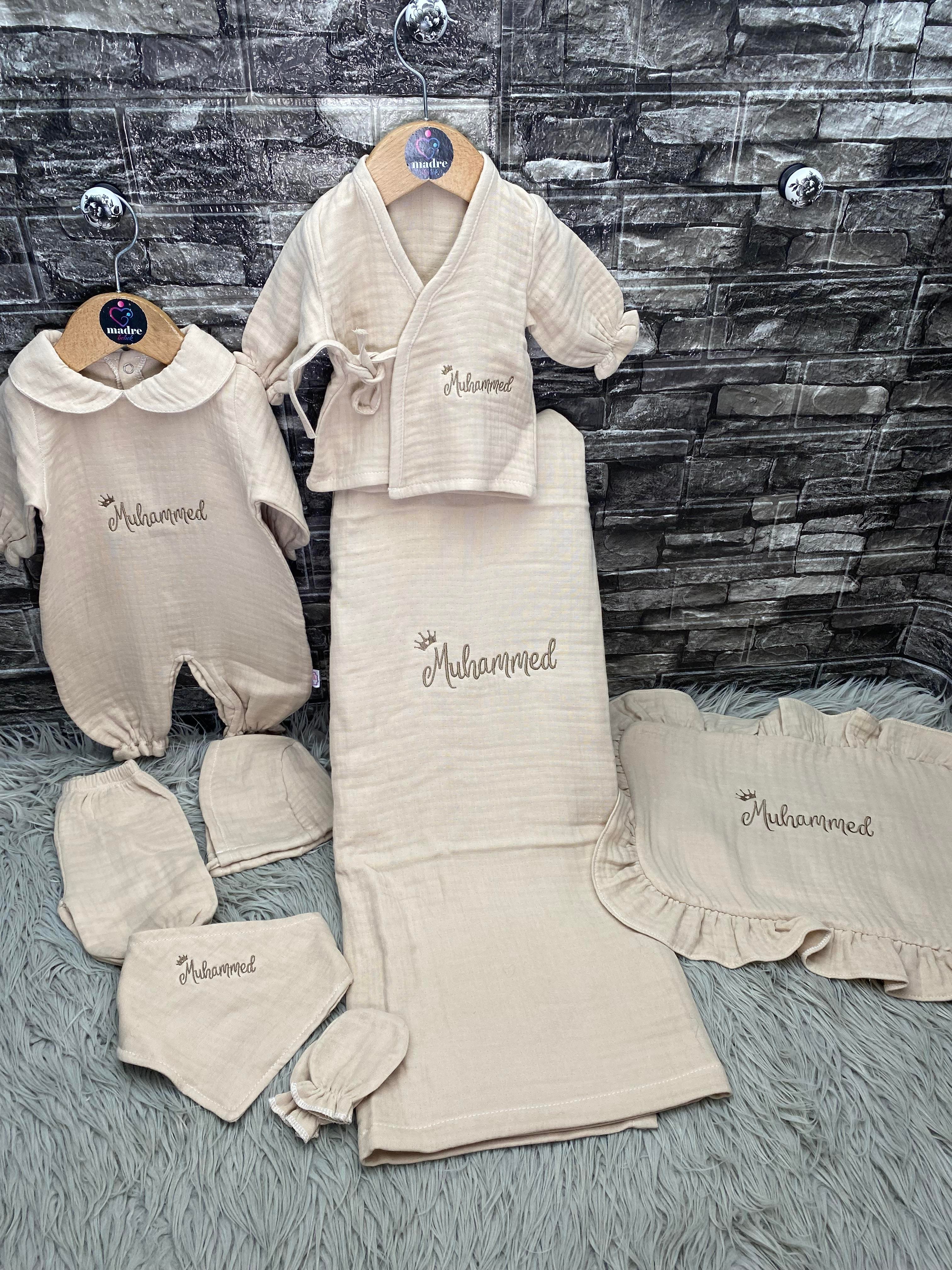 Müslin hastane çıkışı yumuşacık pamuk isme özel set