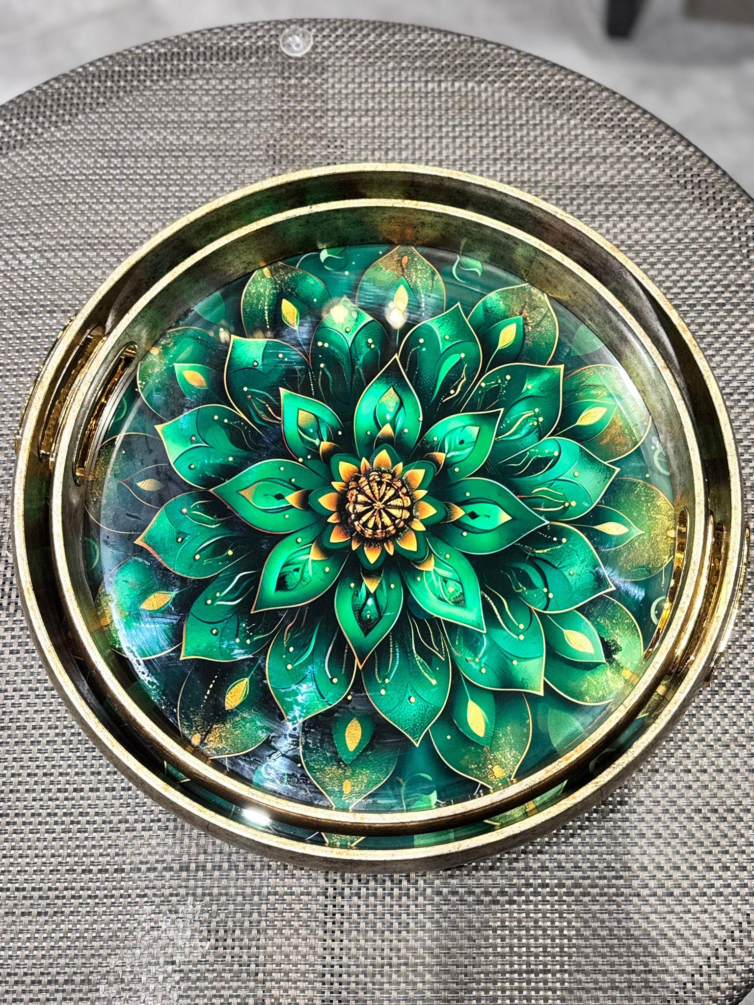 2 Li Cam Desenli Tepsi