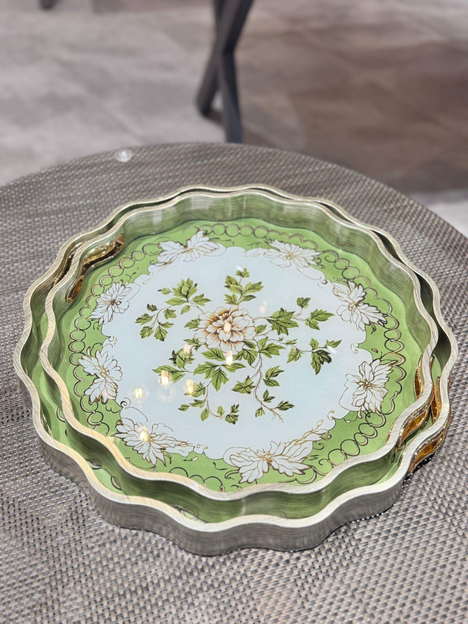 2 Li Cam Desenli Tepsi