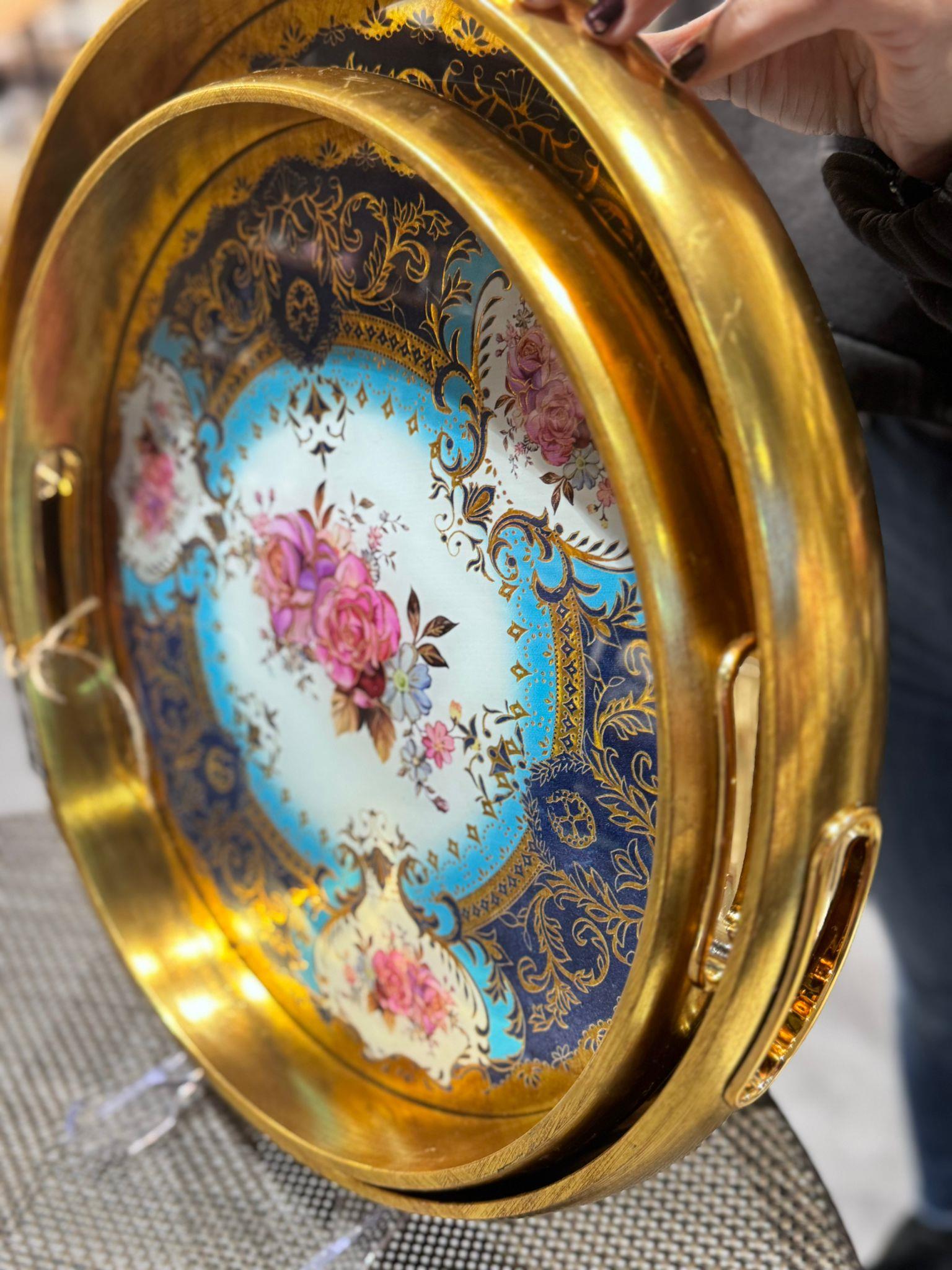 2 Li Cam Desenli Tepsi