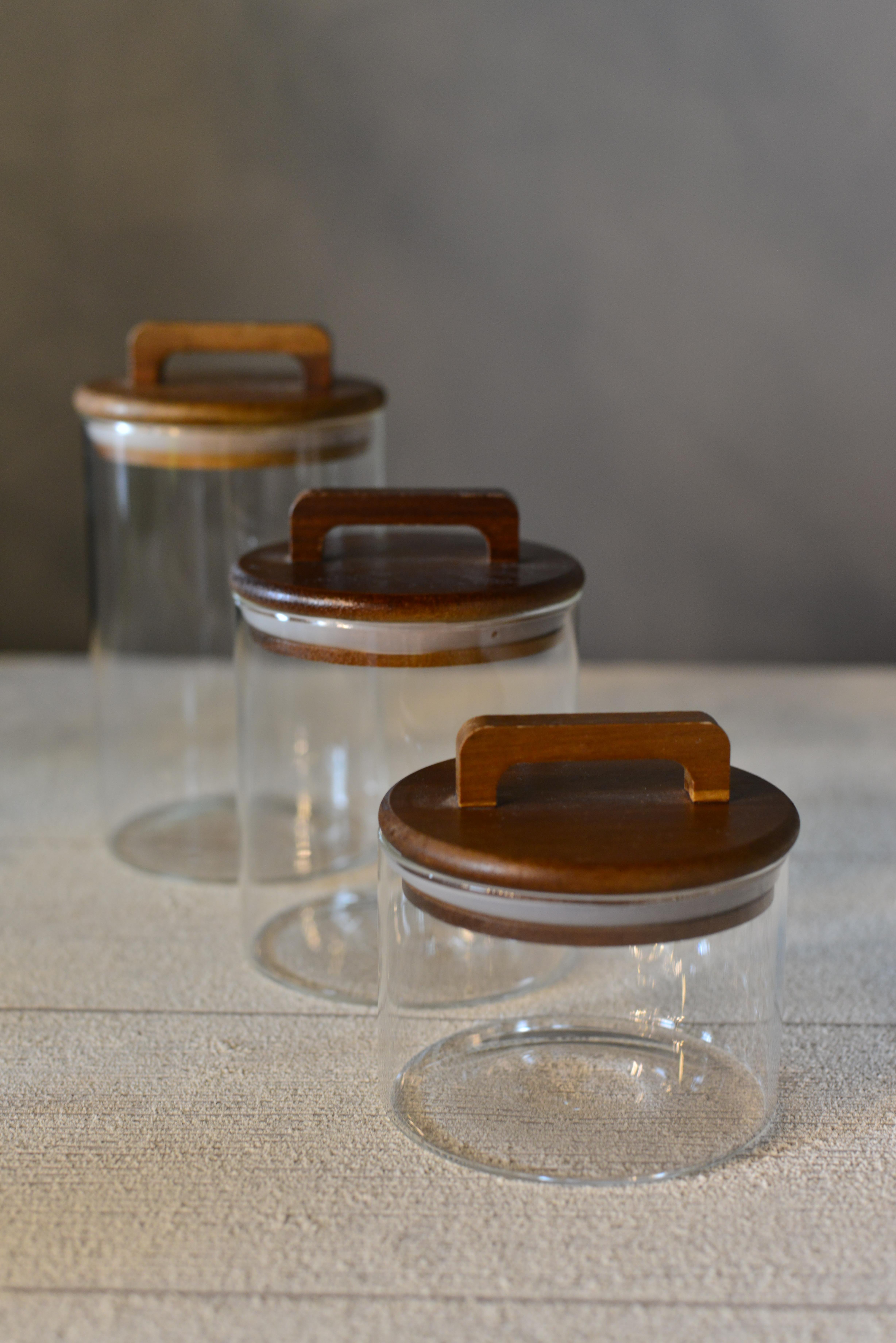 3 LÜ AKASYA KAPAKLI YUVARLAK CAM KAVANOZ SET