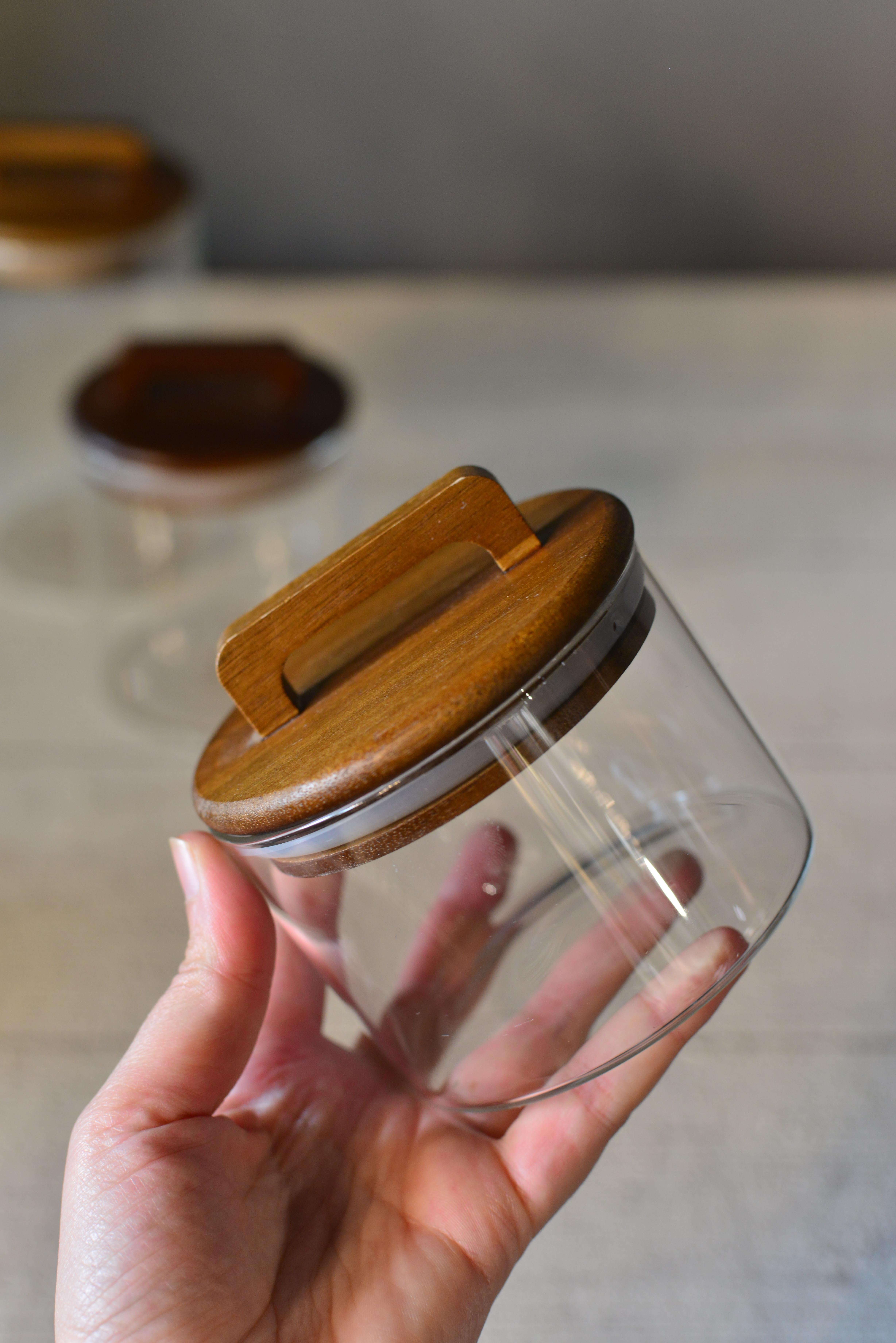 3 LÜ AKASYA KAPAKLI YUVARLAK CAM KAVANOZ SET