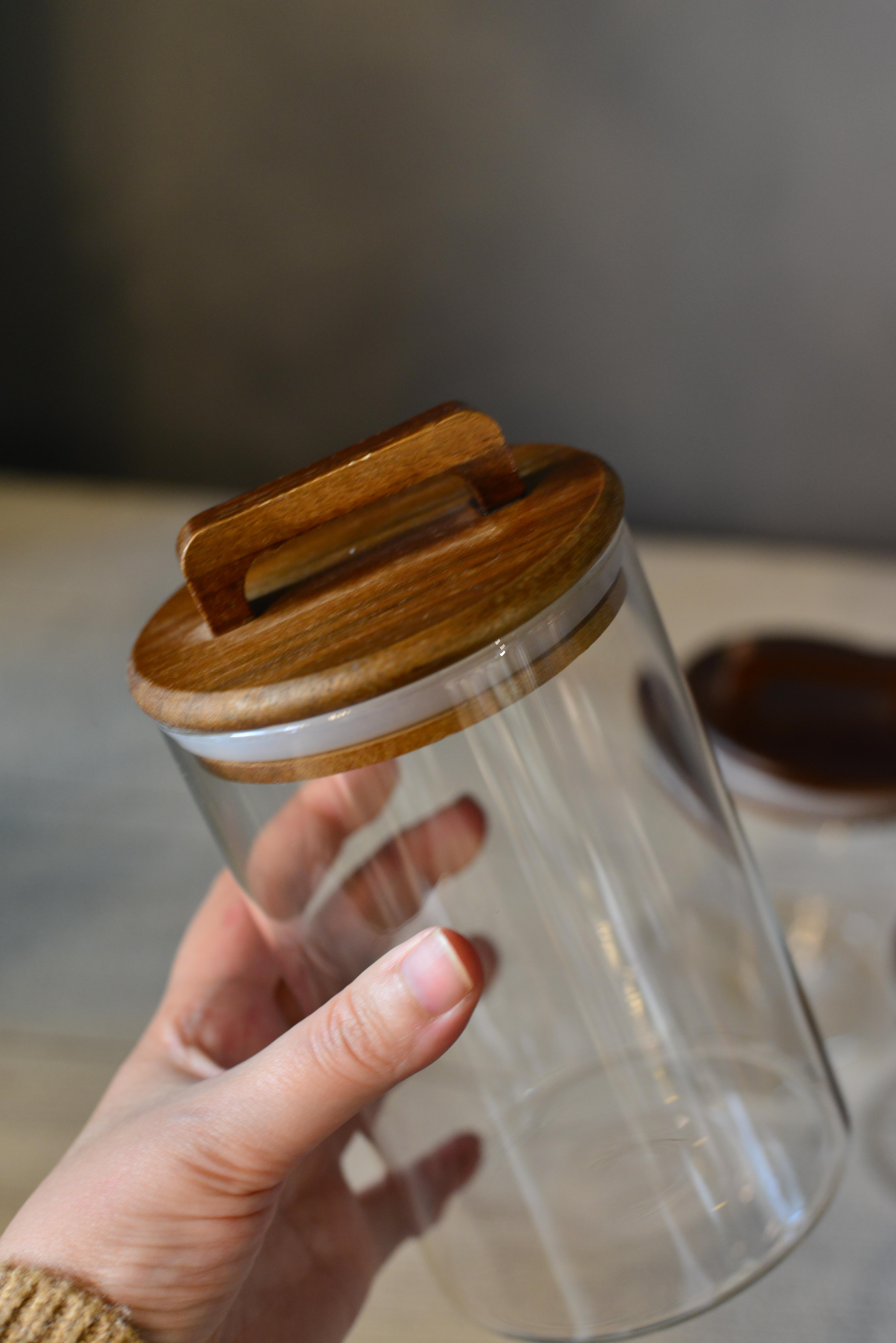 3 LÜ AKASYA KAPAKLI YUVARLAK CAM KAVANOZ SET