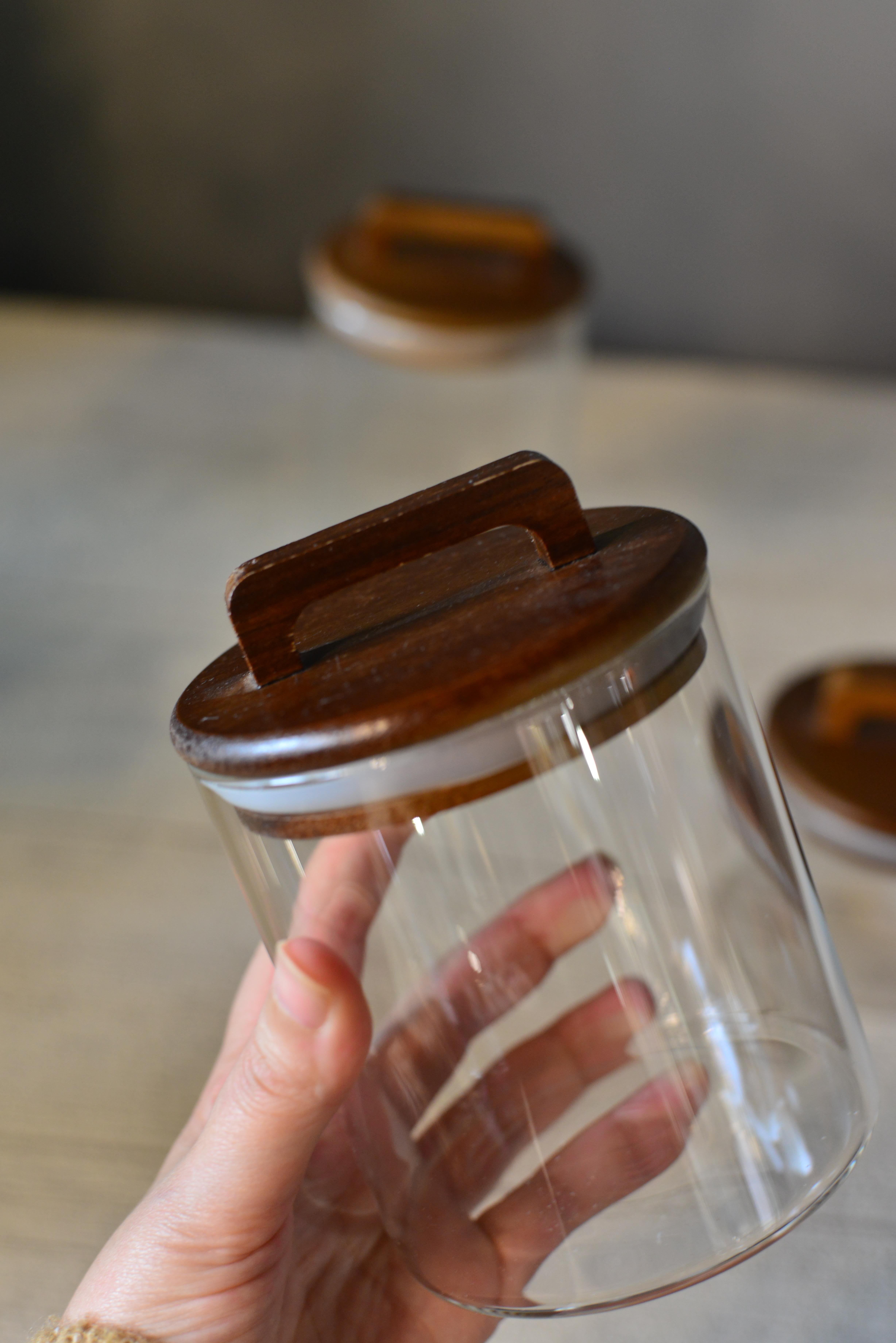 3 LÜ AKASYA KAPAKLI YUVARLAK CAM KAVANOZ SET