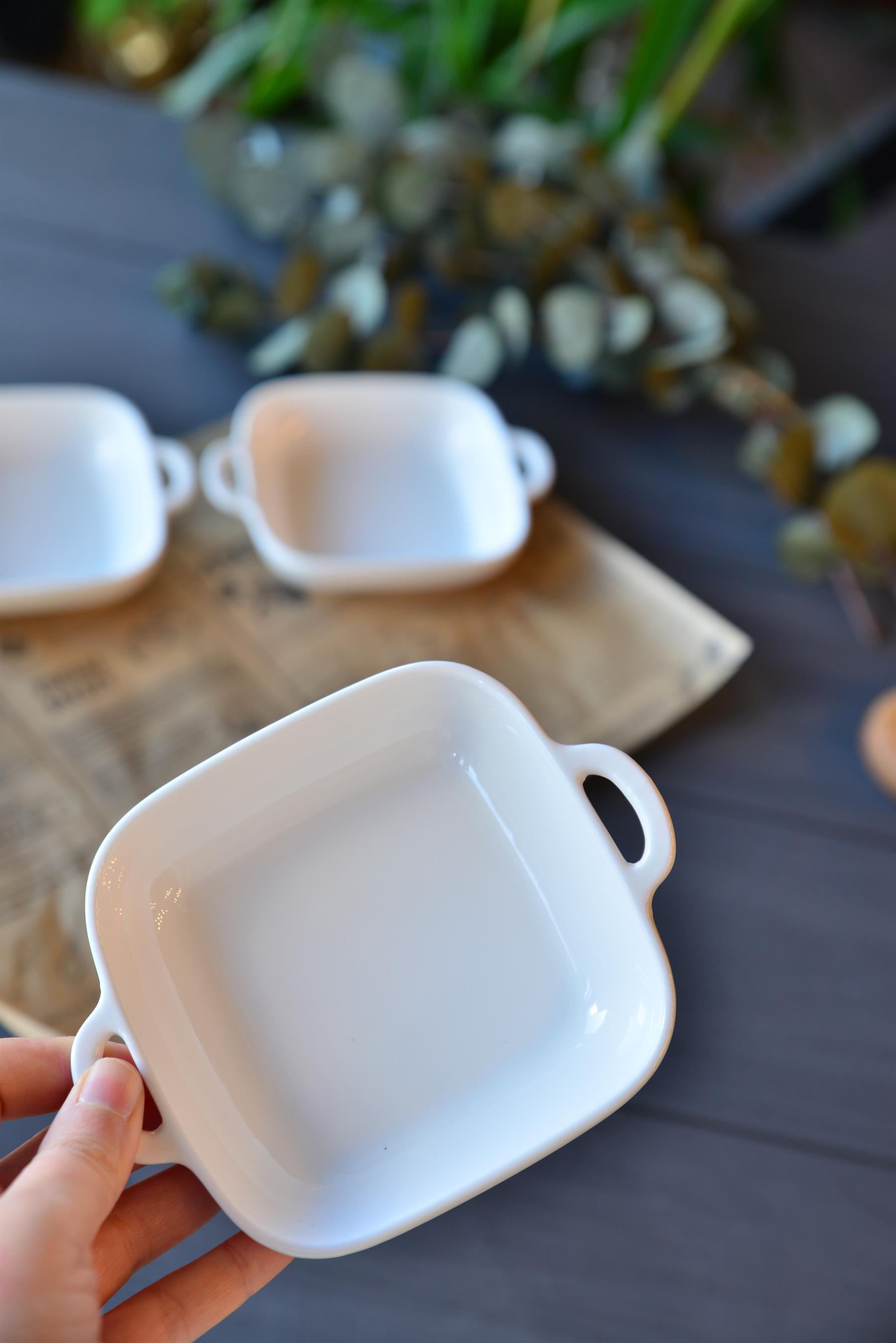 3 Lü Porselen Kare Meze Tabak / Küçük Boy