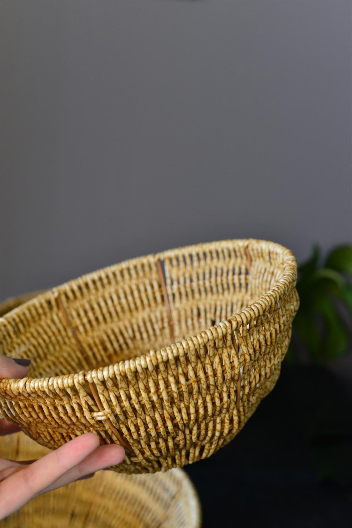 3 Lü Rattan Yuvarlak Kase