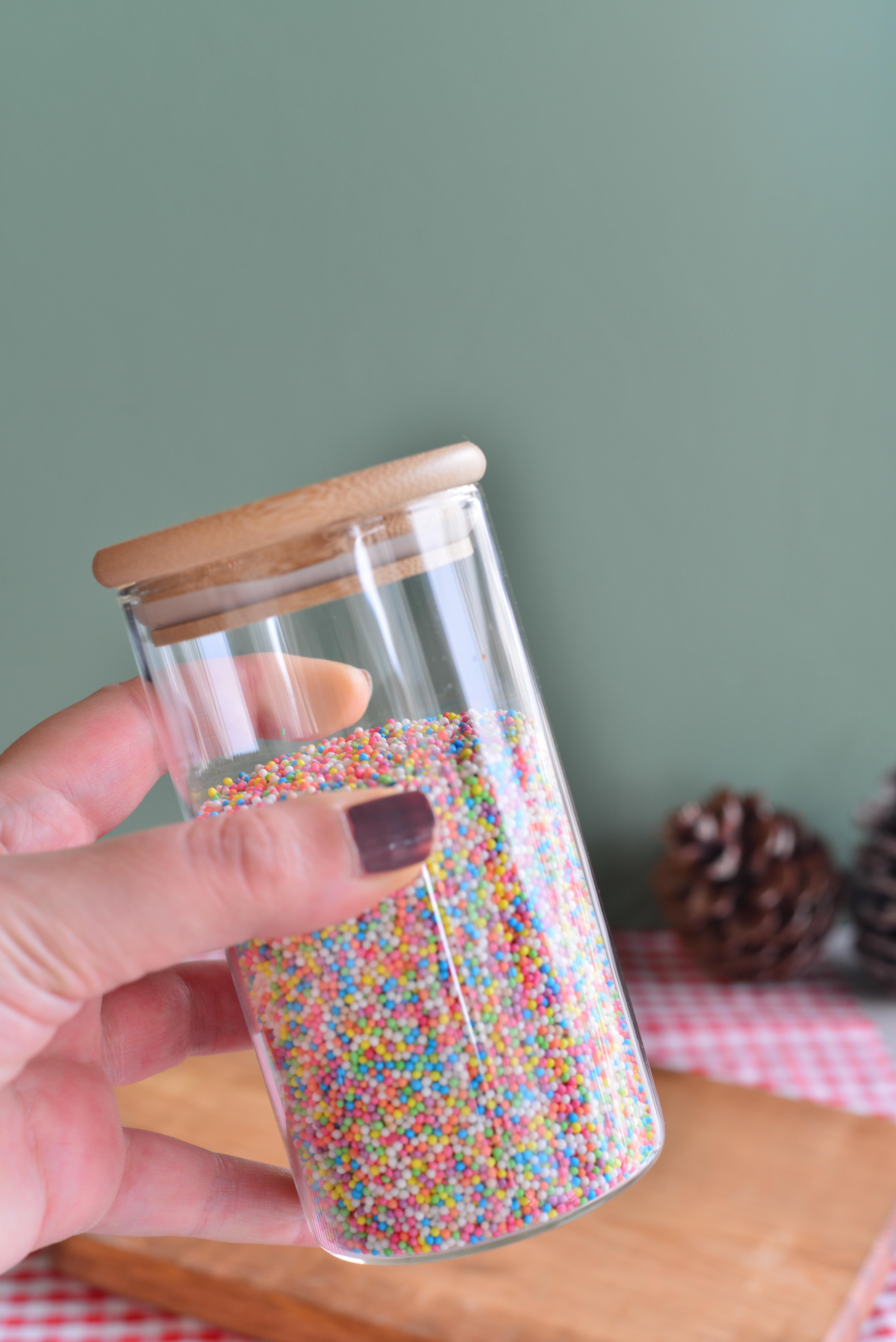 300 ML Bambu Kapakli Cam Yuvarlak Kavanoz / 1  Adet