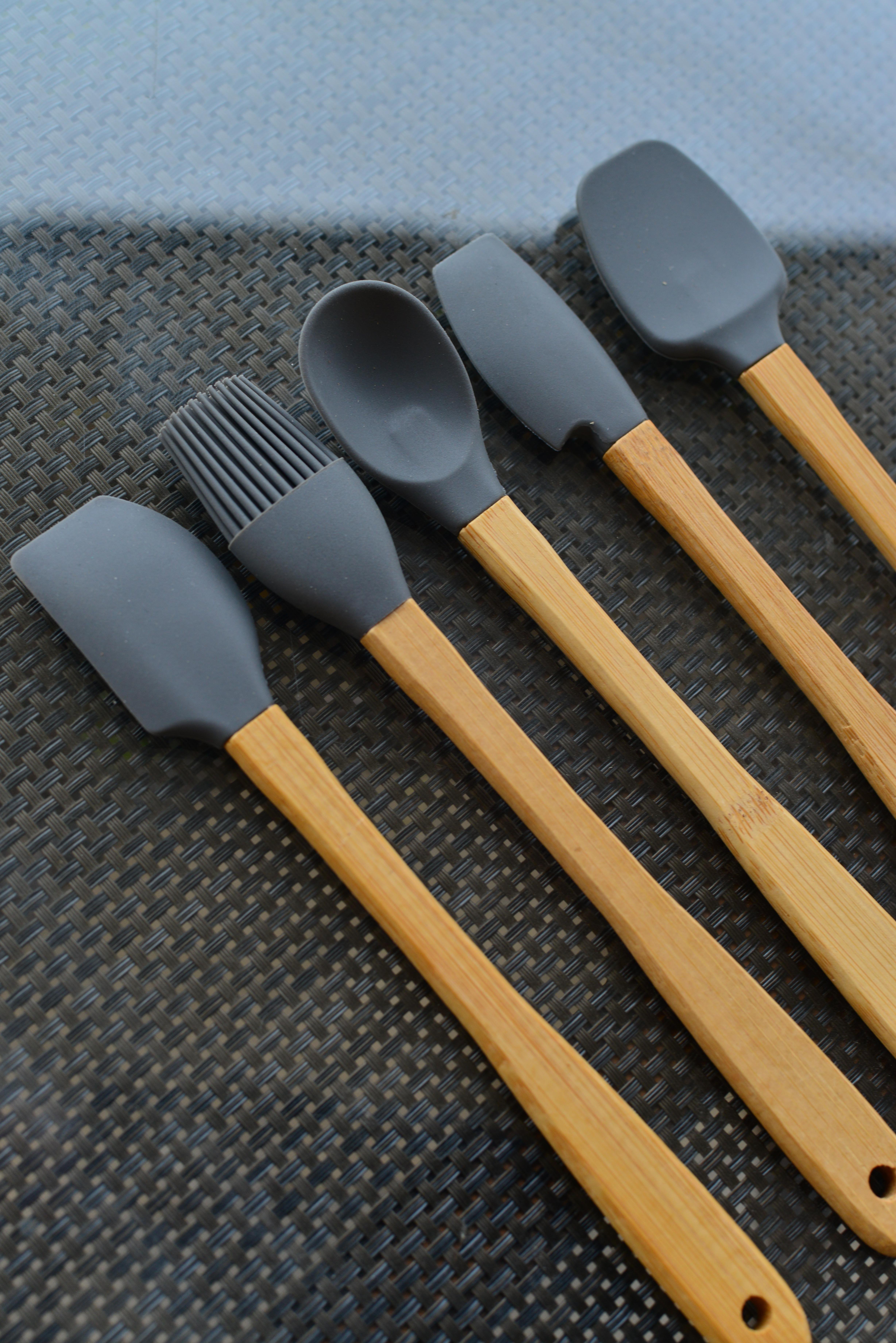 5 Li Mini Bambu Spatula Seti / Gri