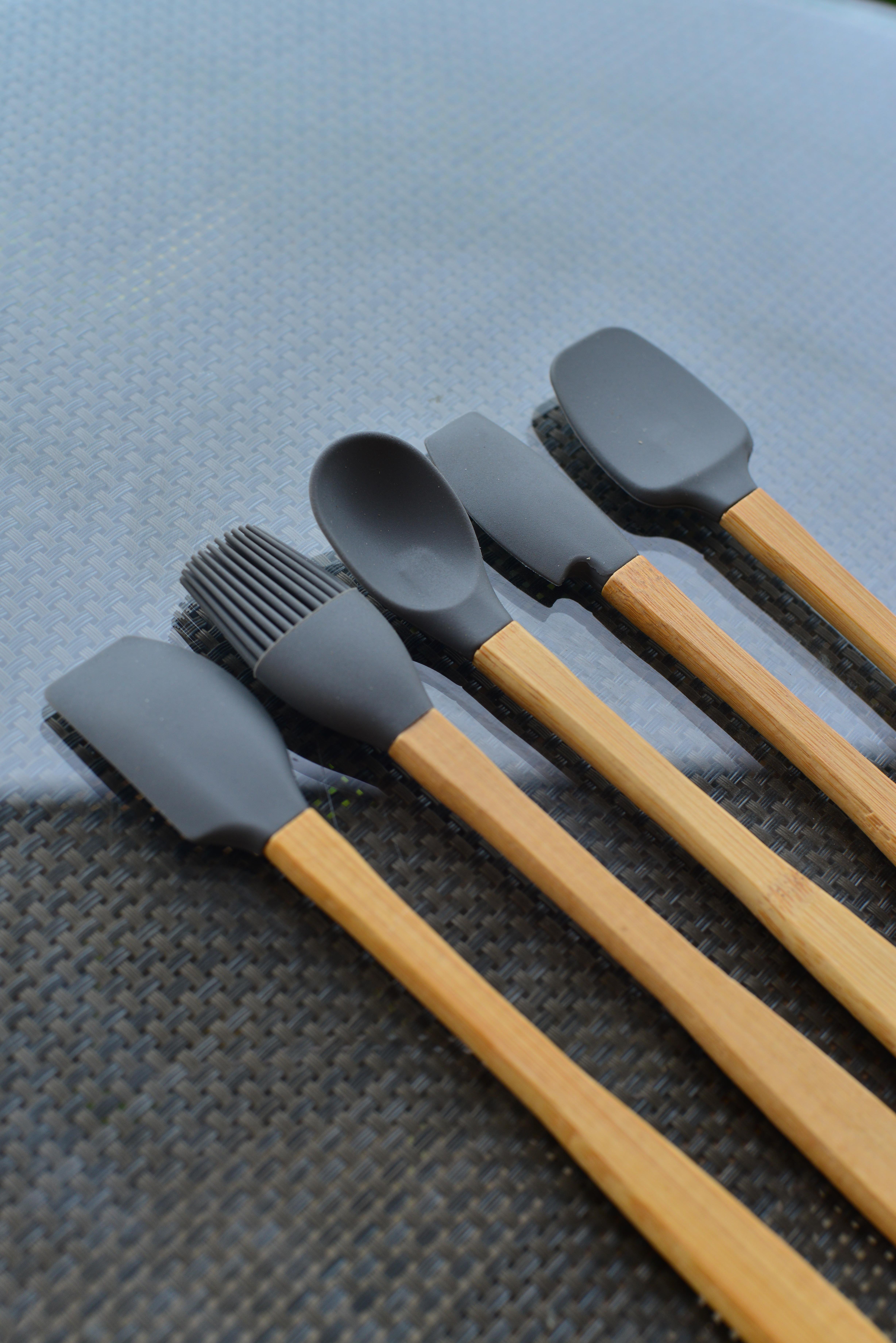 5 Li Mini Bambu Spatula Seti / Gri