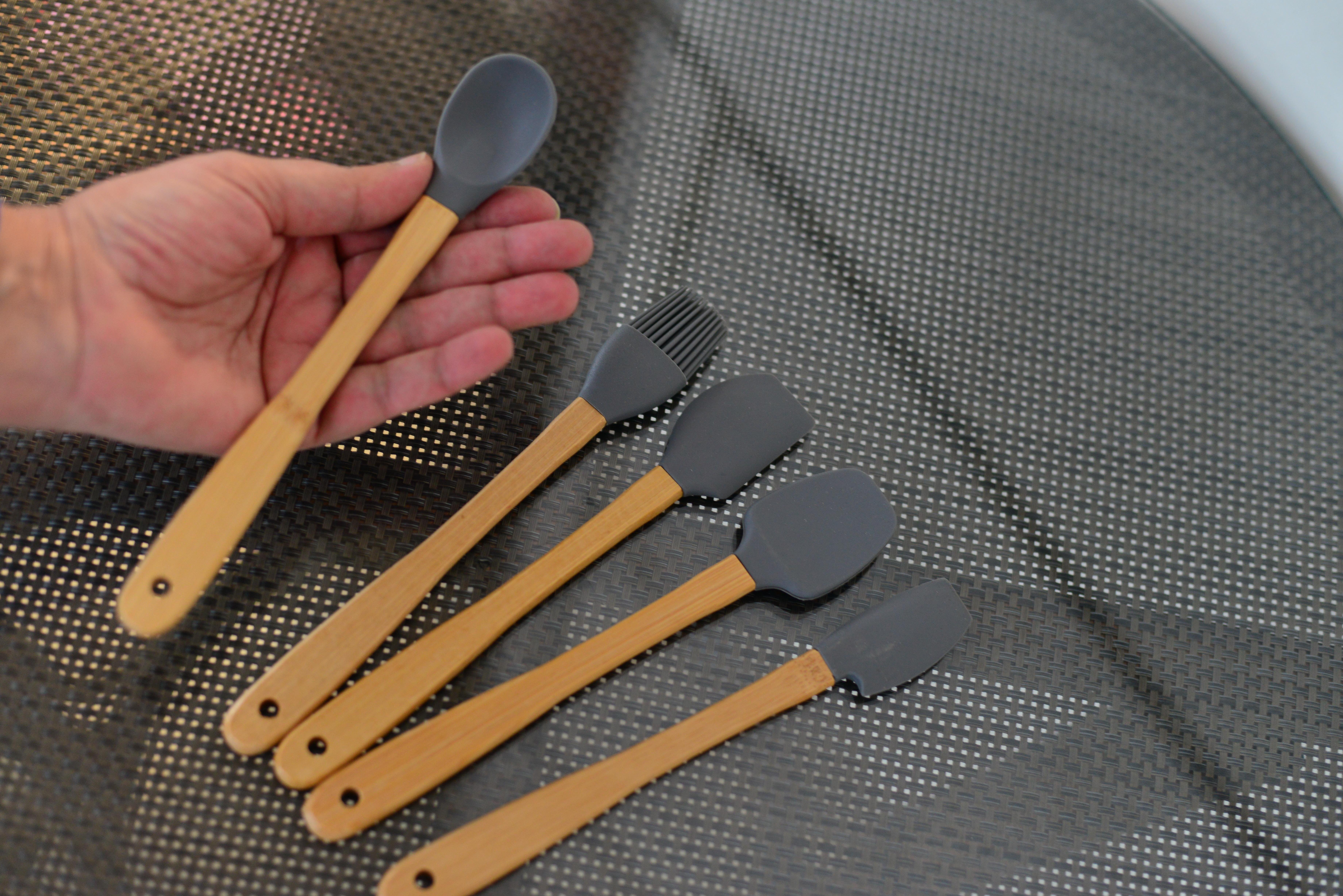 5 Li Mini Bambu Spatula Seti / Gri
