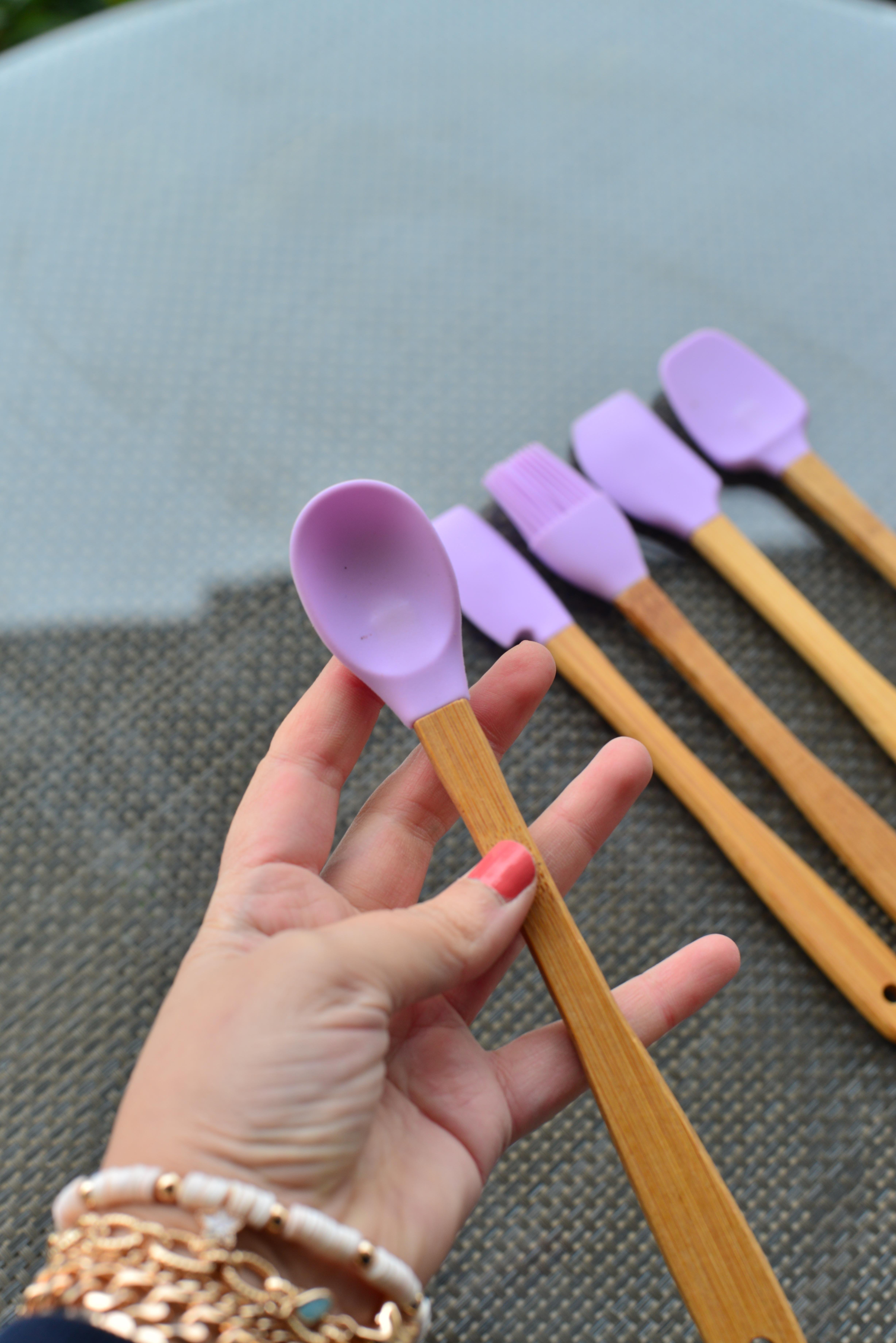 5 Li Mini Bambu Spatula Seti / Lila