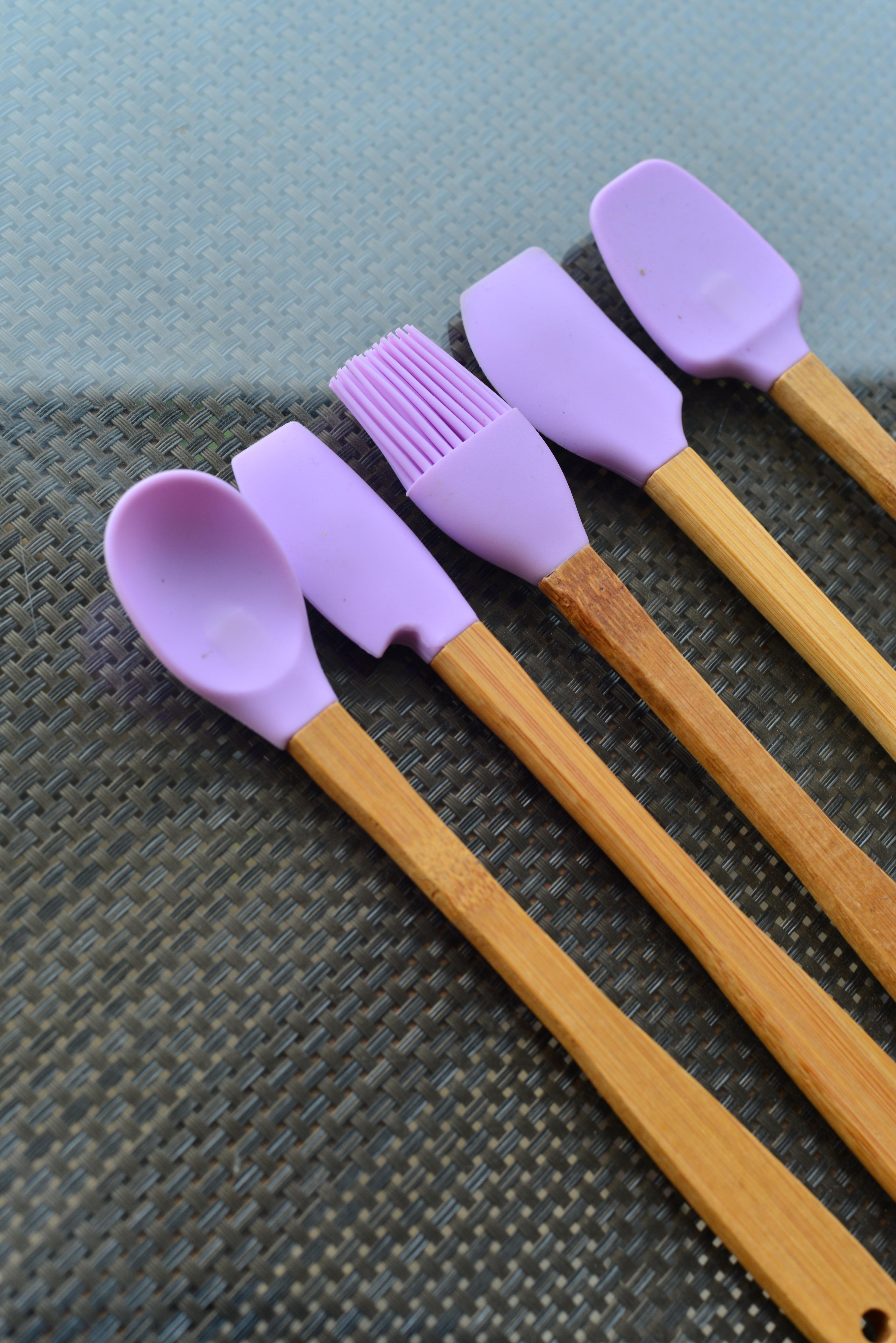 5 Li Mini Bambu Spatula Seti / Lila