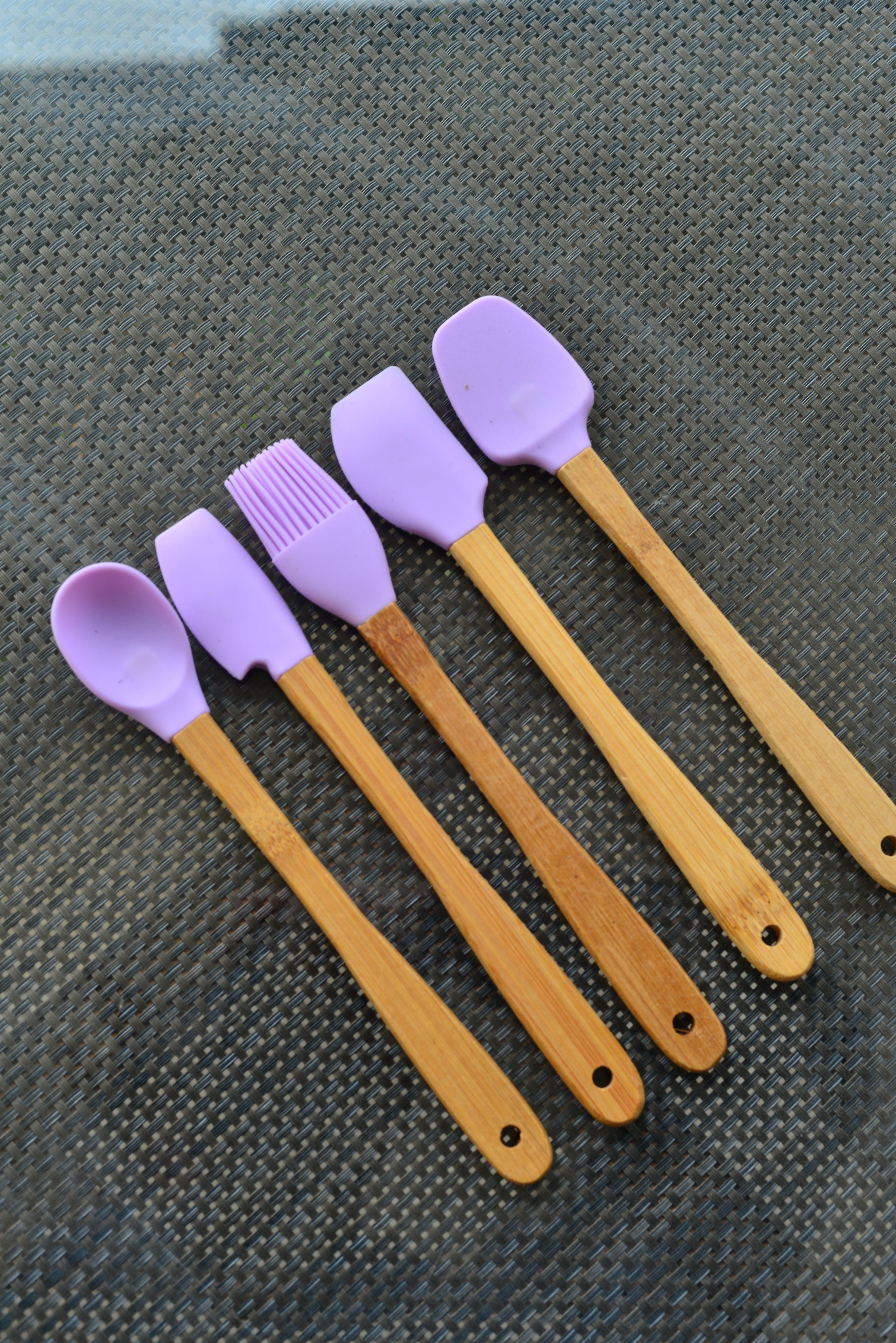 5 Li Mini Bambu Spatula Seti / Lila