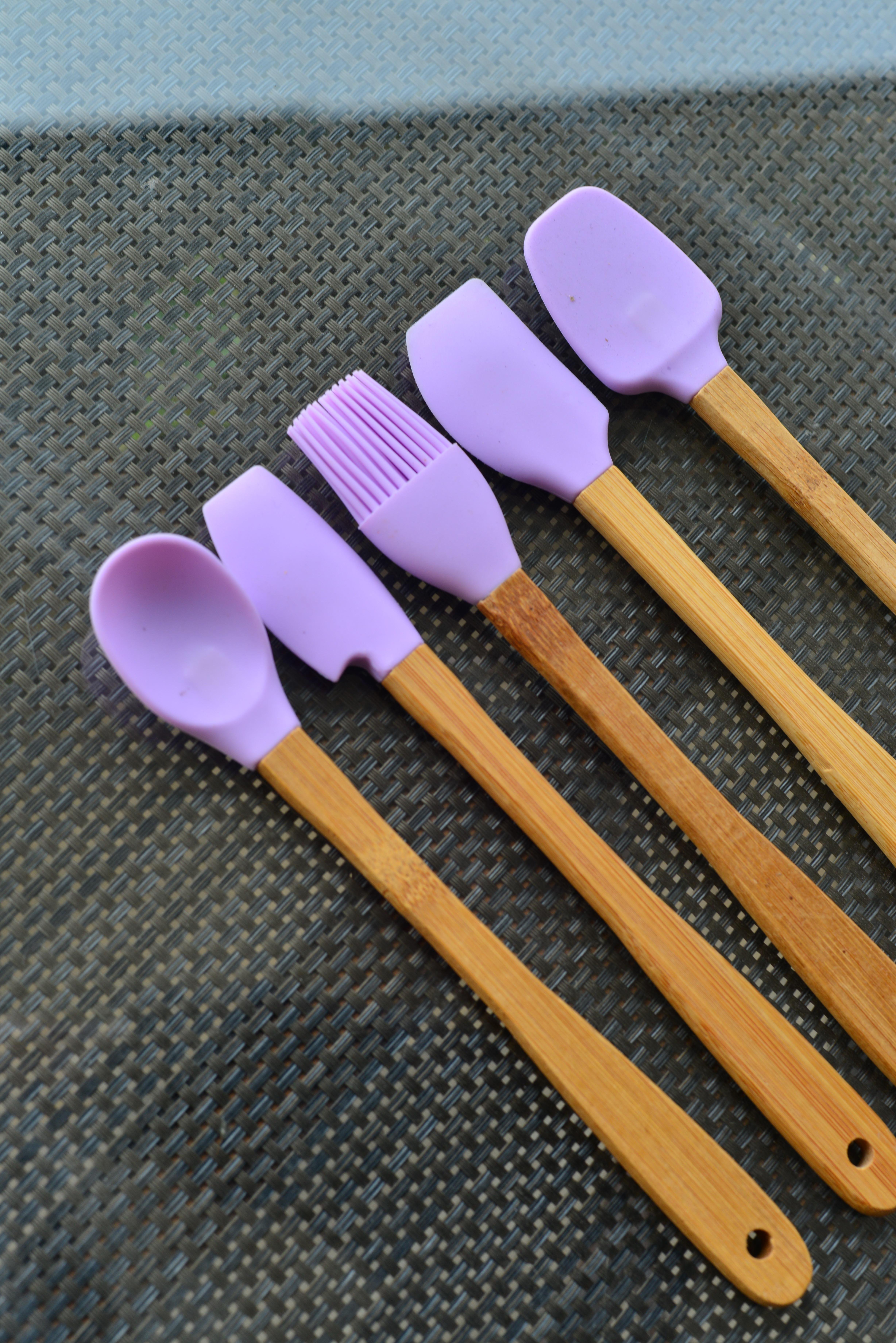 5 Li Mini Bambu Spatula Seti / Lila