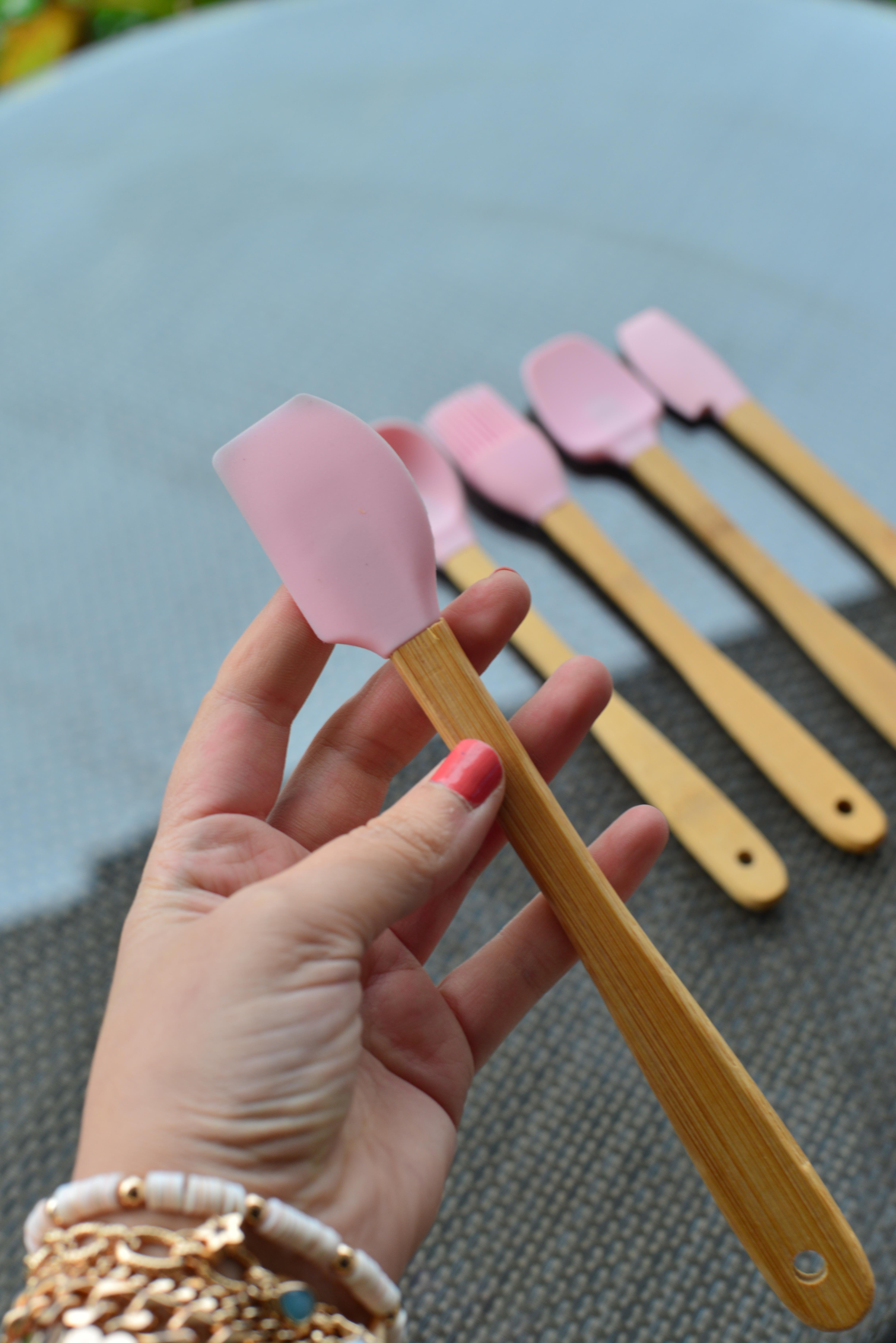 5 Li Mini Bambu Spatula Seti / Pembe