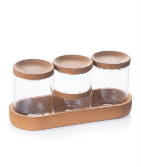 5 Parça Mantar Stantlı Borosilikat Cam Baharatlık Seti