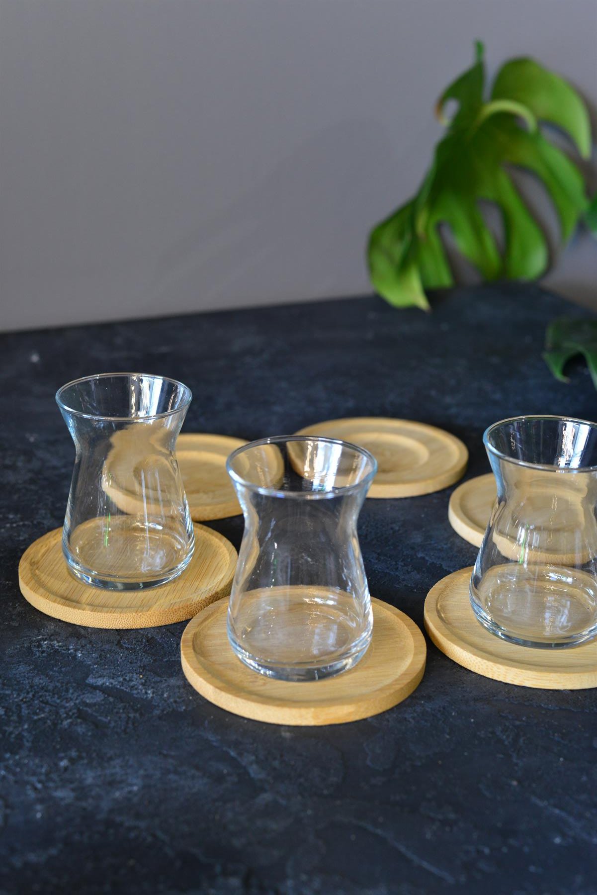 6 Lı Bambu Çay Tabak 