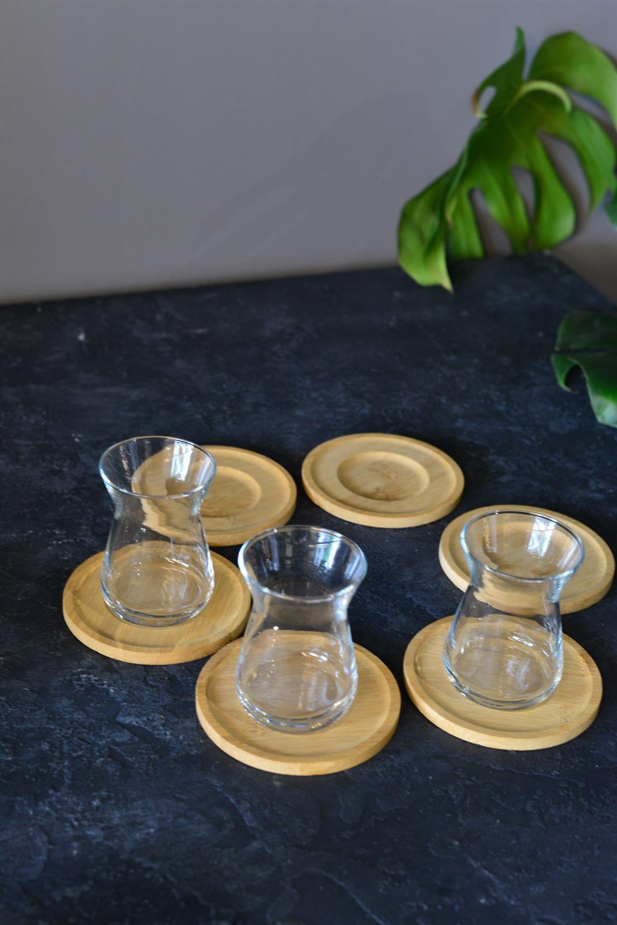 6 Lı Bambu Çay Tabak 