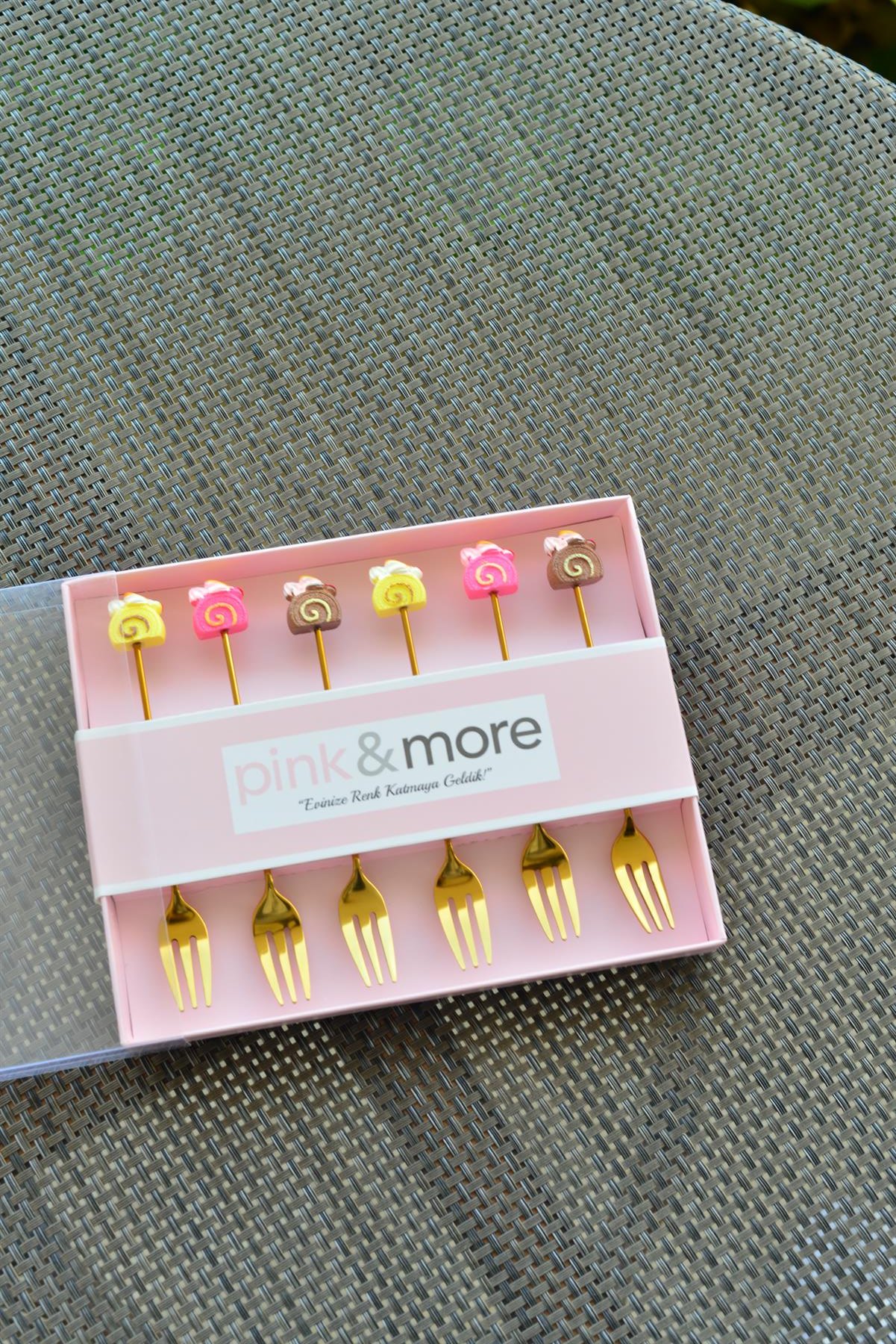 6 Lı Gold Metal Meyve Çatalı / Cake