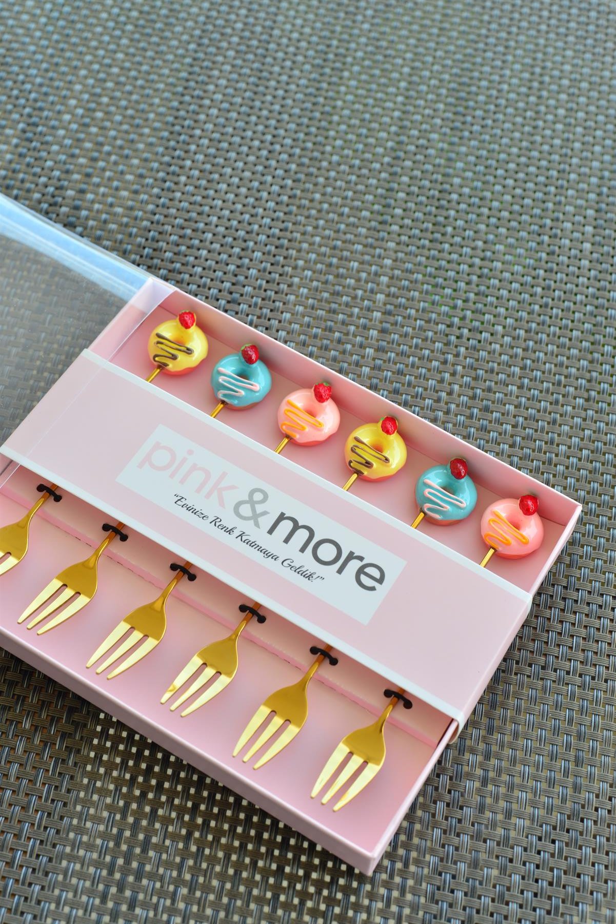 6 Lı Gold Metal Meyve Çatalı / Çilek Donut