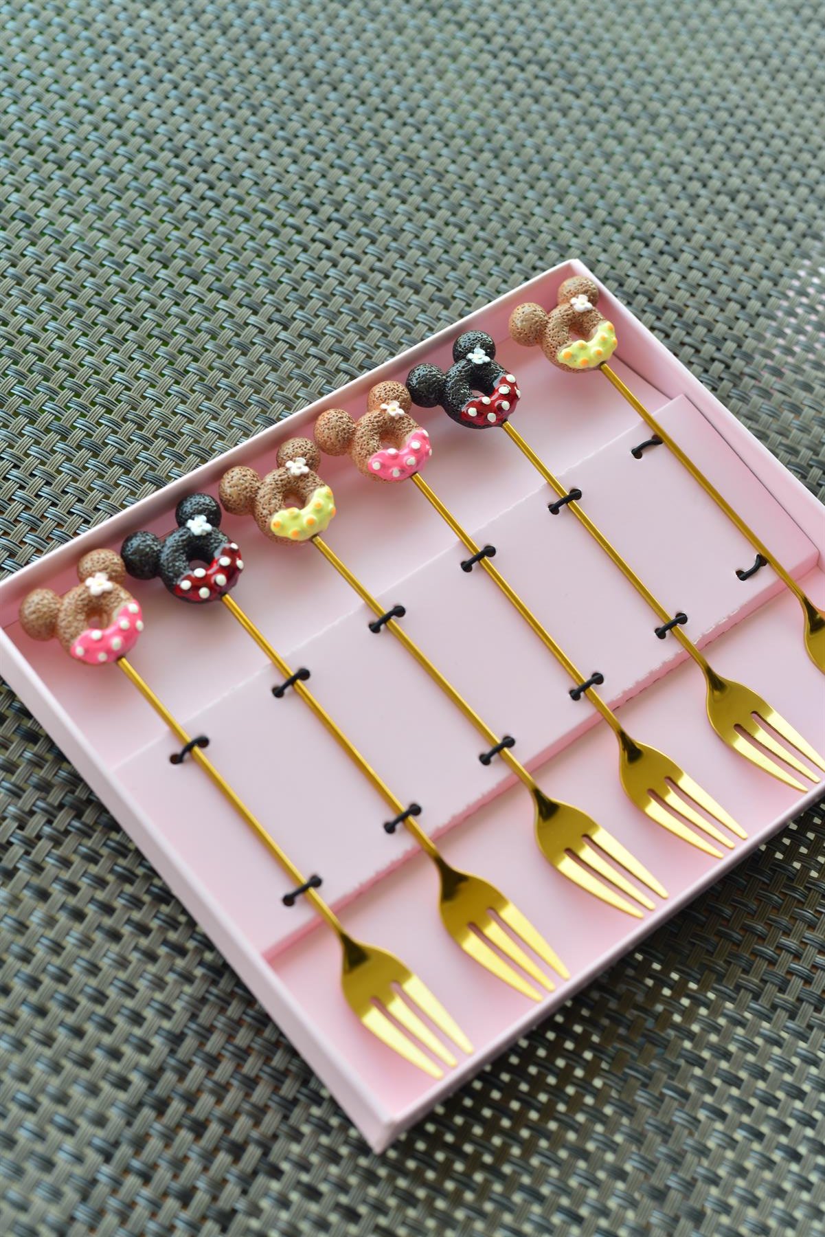 6 Lı Gold Metal Meyve Çatalı / Mickey