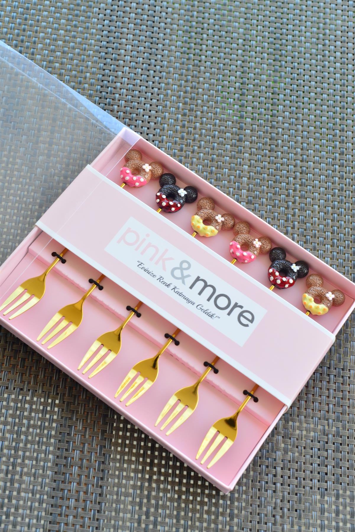 6 Lı Gold Metal Meyve Çatalı / Mickey