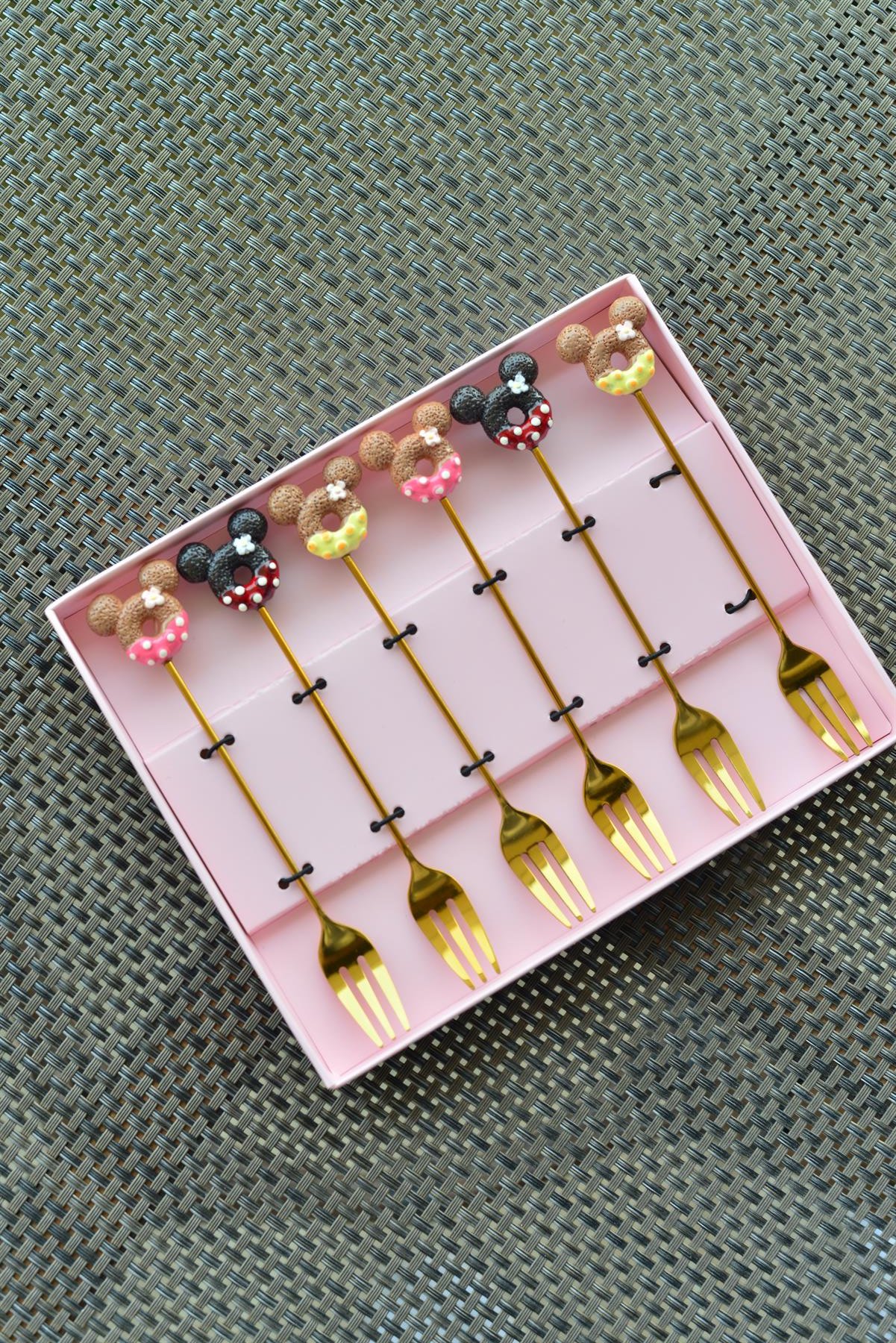 6 Lı Gold Metal Meyve Çatalı / Mickey