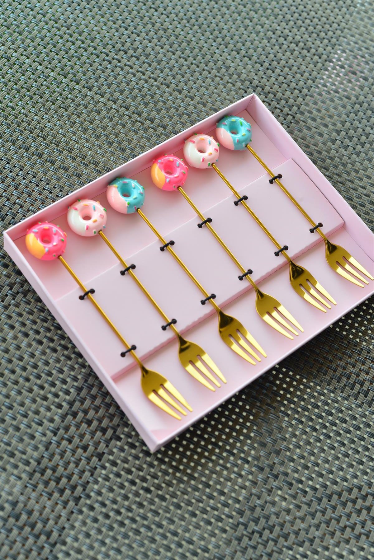 6 Lı Gold Metal Meyve Çatalı / Şeker Donut