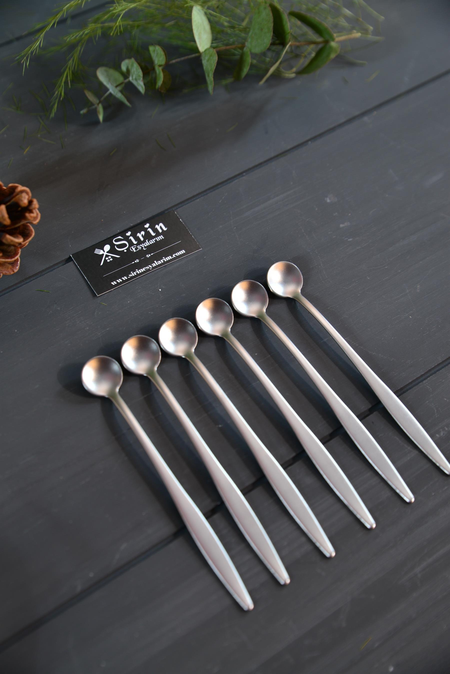 6 Lı Orkide Mat Çelik Çay / Nescafe Kaşığı