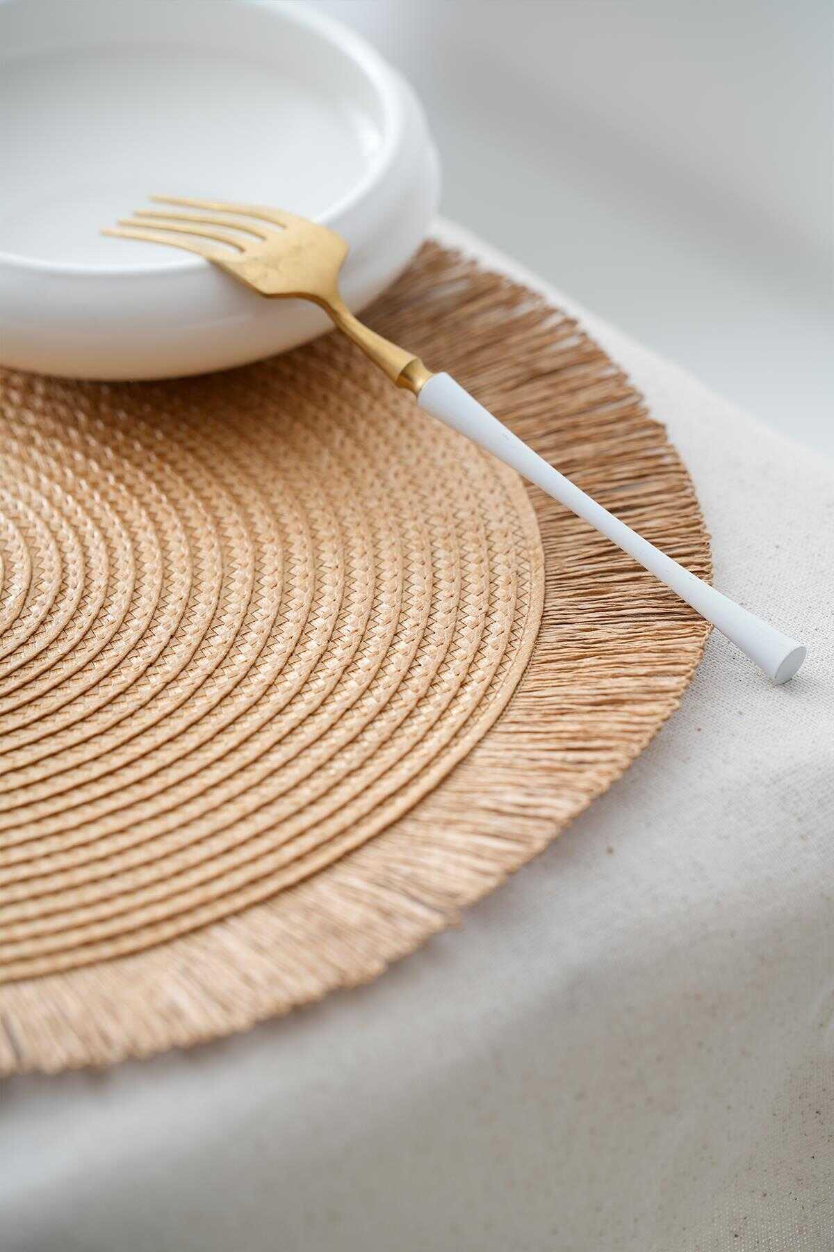 6 lı Püsküllü Amerikan Servis Supla - Kahverengi