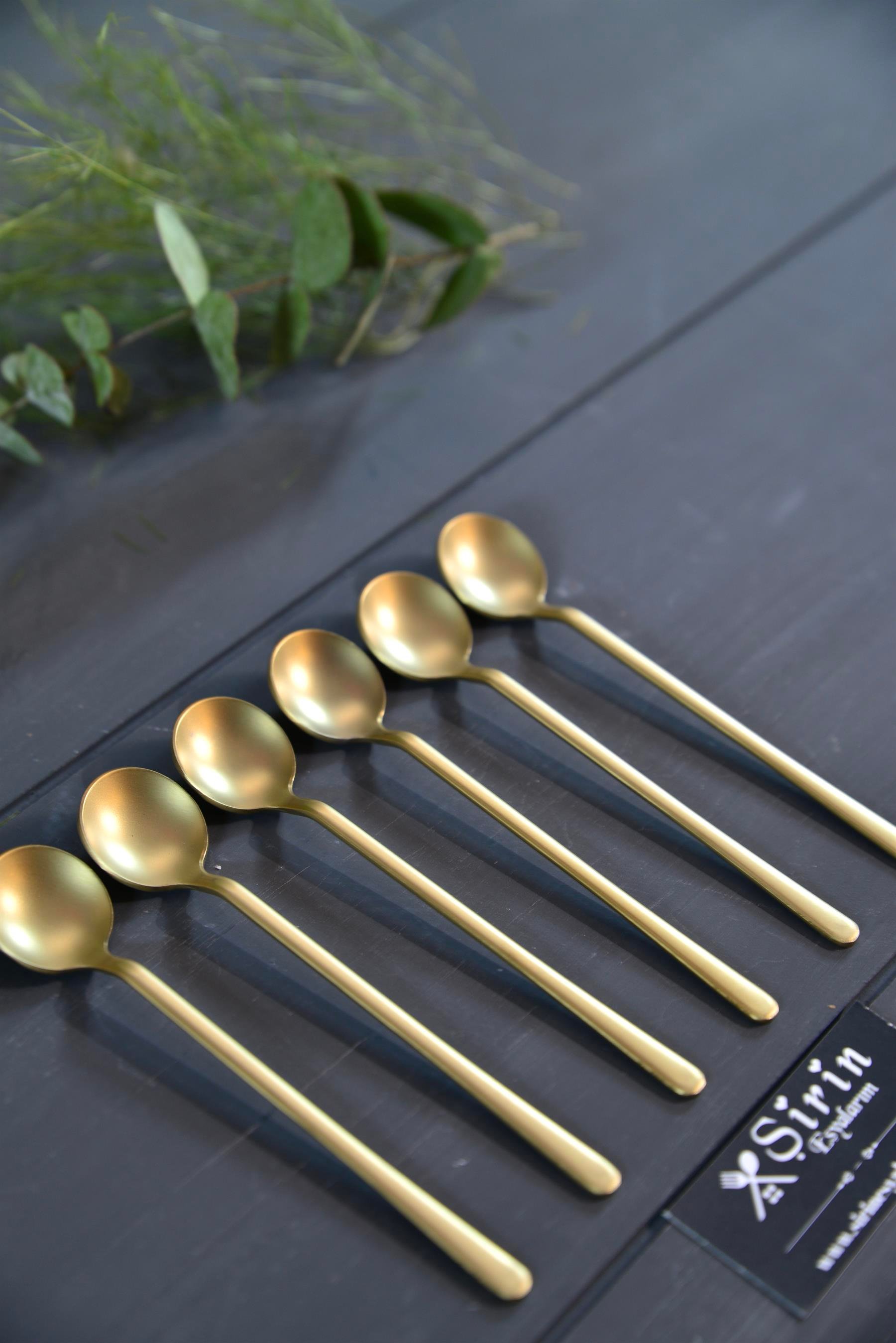 6 Lı Starliçe Mat Gold Çay / Nescafe Kaşığı