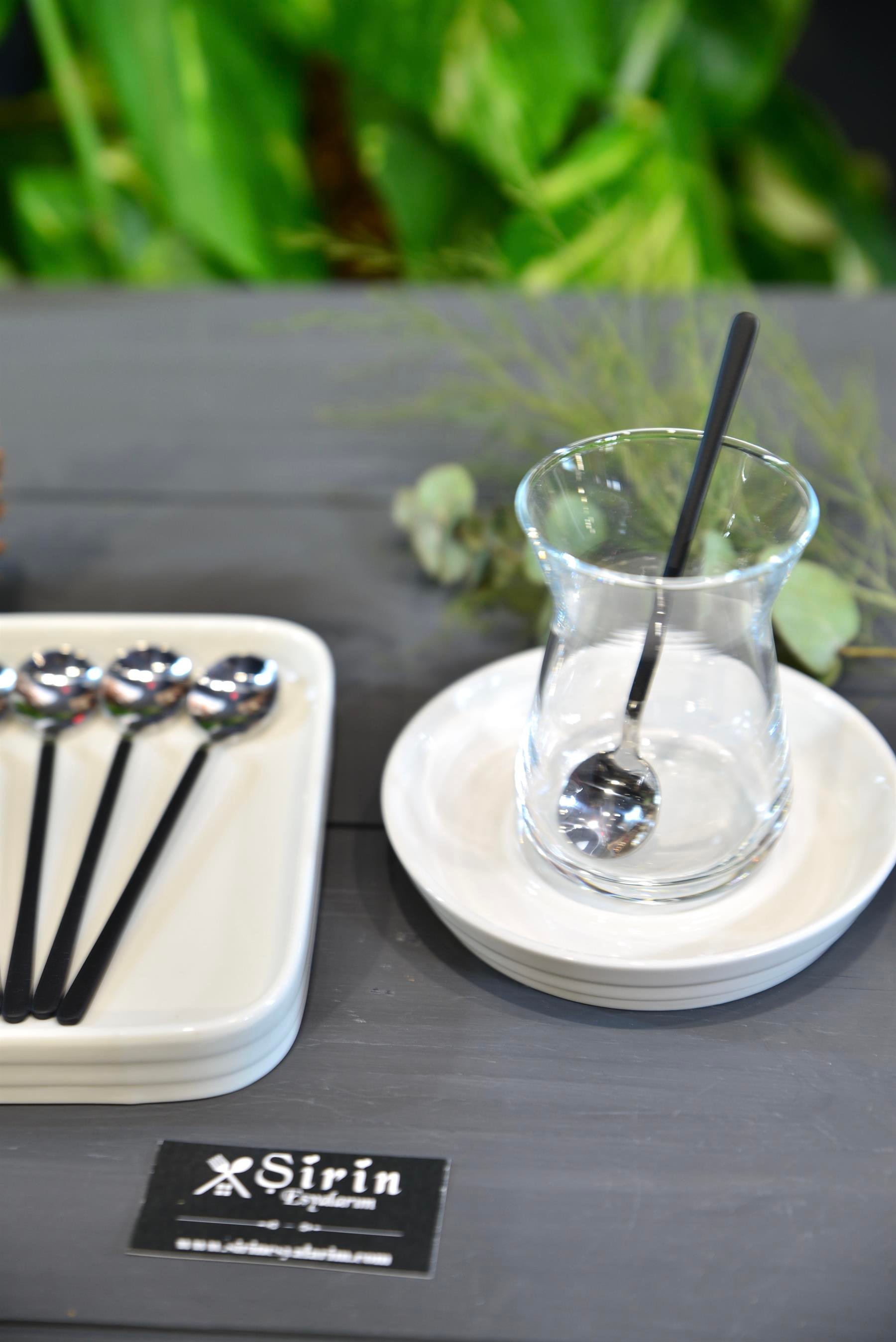 6 Lı Starliçe Siyah Inox Çay / Nescafe Kaşığı